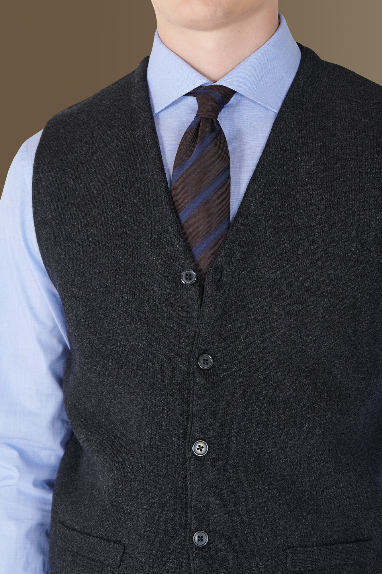 Gilet monopetto in maglia misto lana e cotone image number null