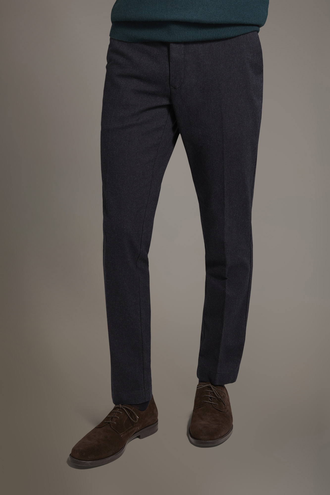 Regular fit chino trousers in twill yarn-dyed melange fabric image number null