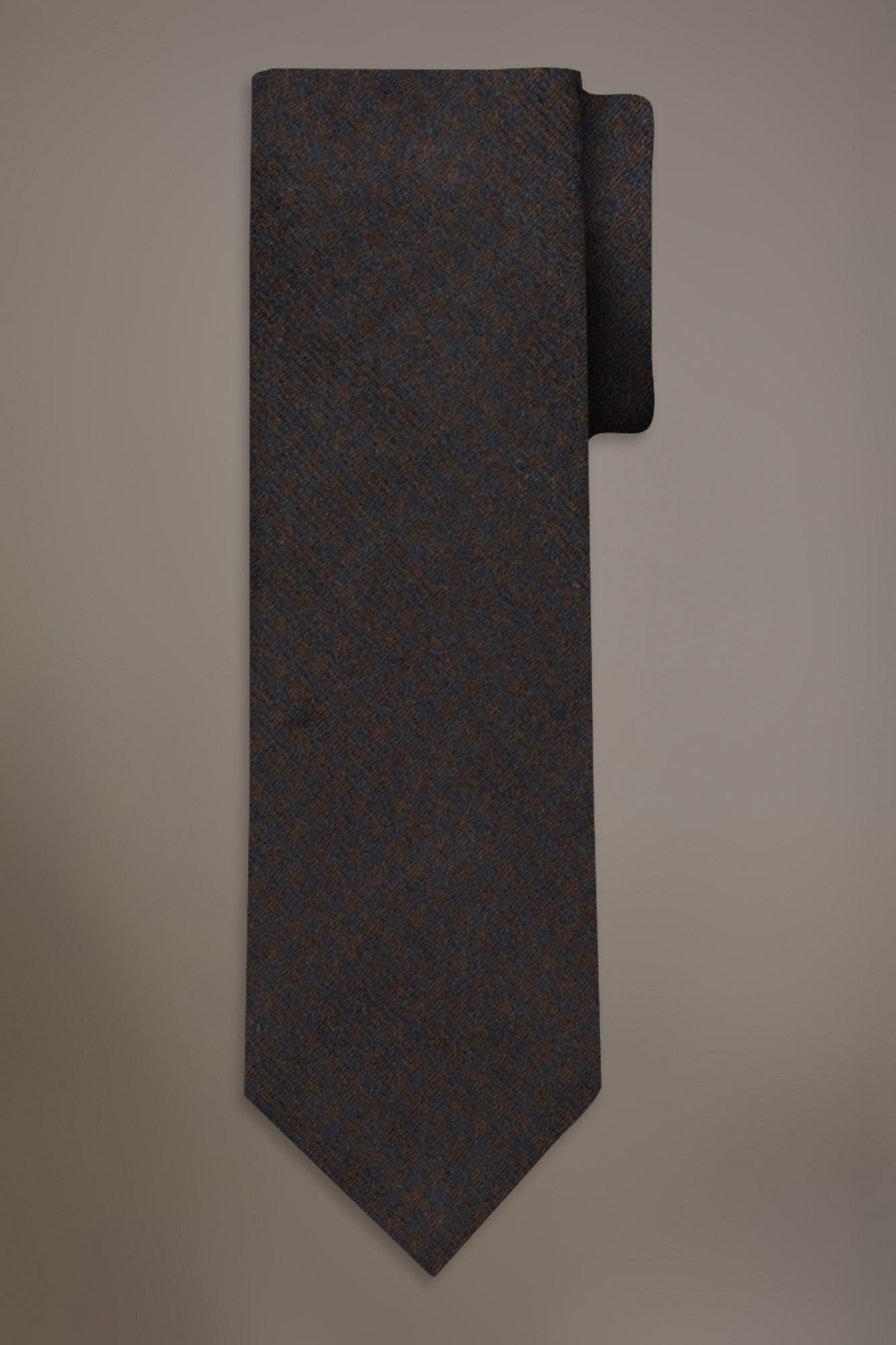 Cravatta misto lana effetto spazzolato pied de poule