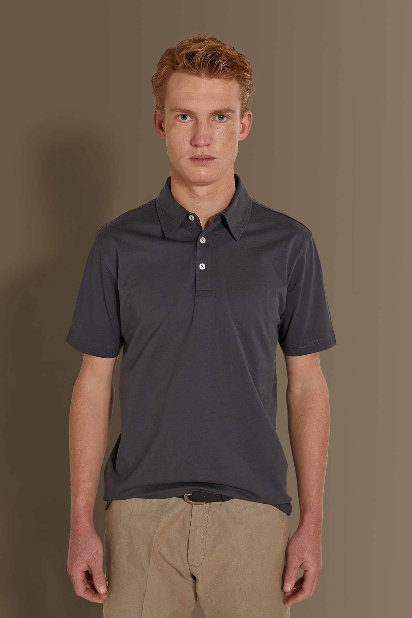 Short sleeves polo pure cotton jersey image number null