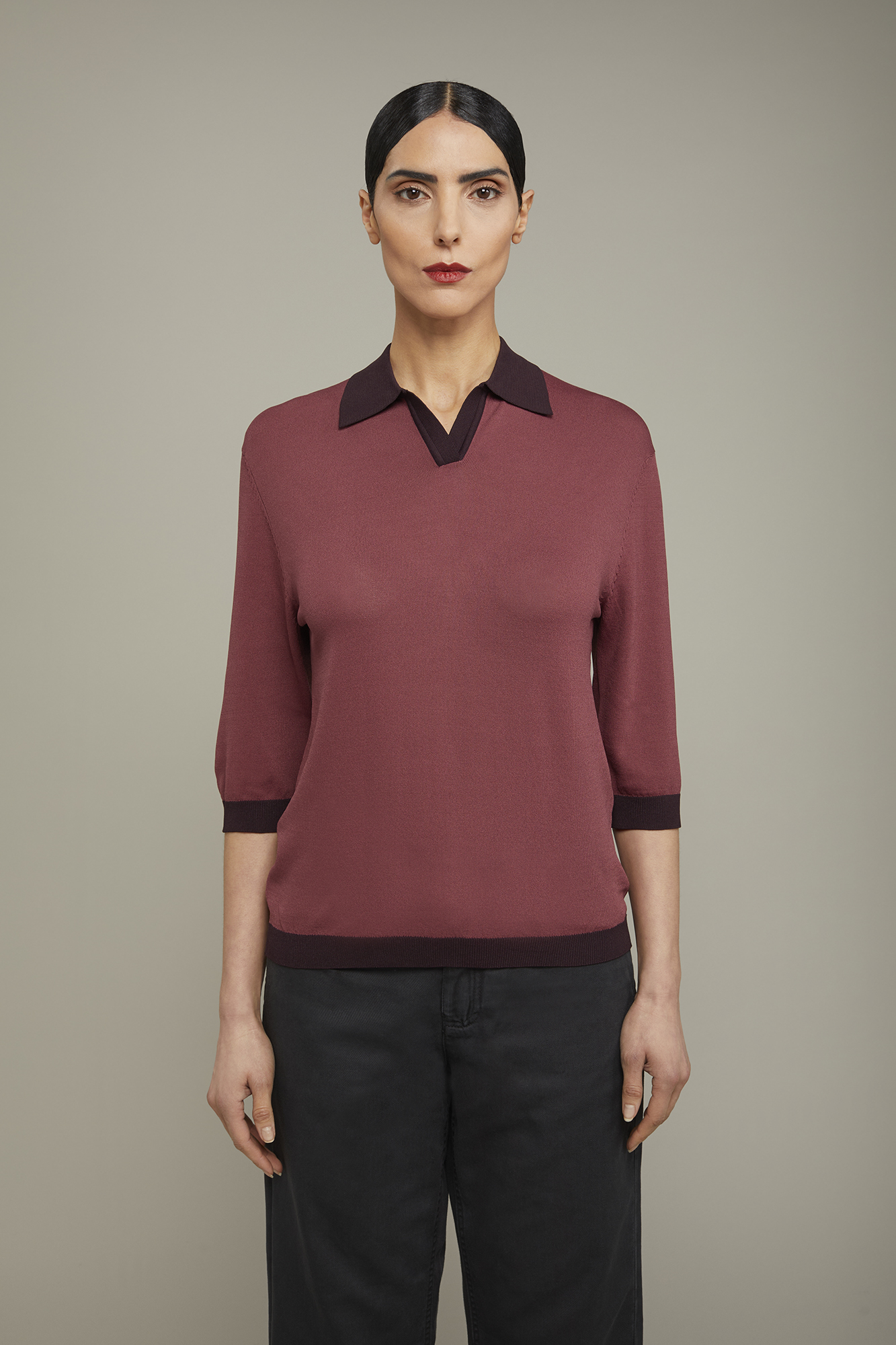Women’s polo with three-quarter sleeve regular fit image number null