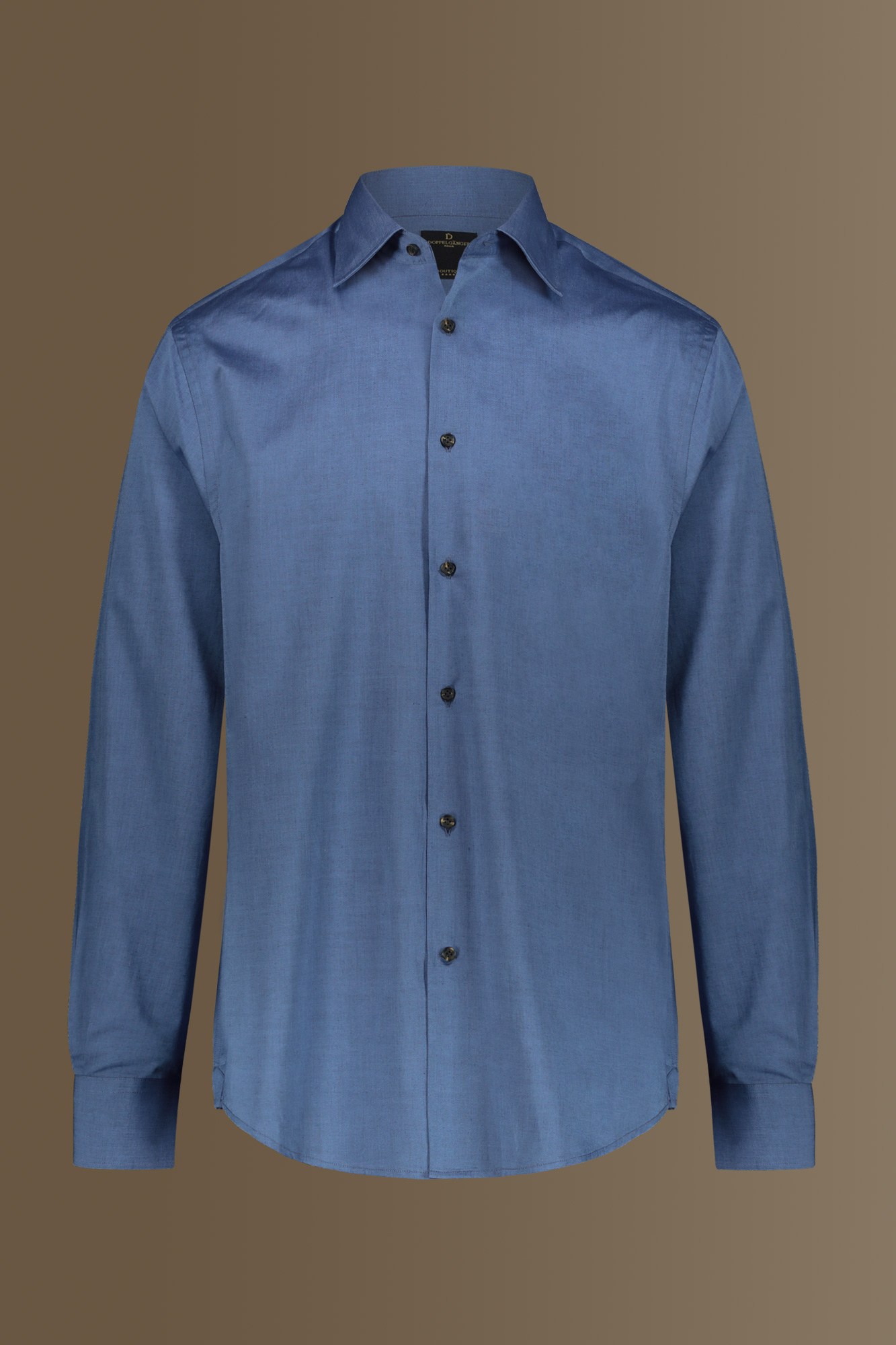Camicia casual collo francese uomo tessuto chambray image number null