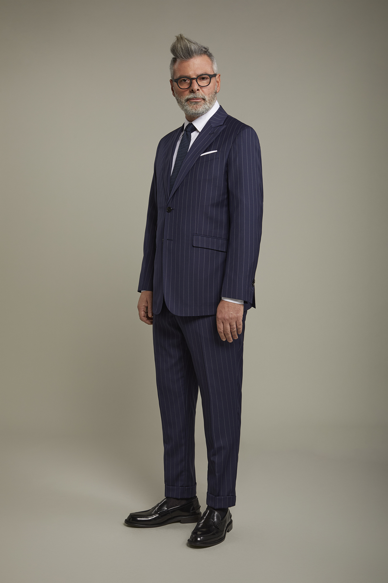 Abito uomo Wool Blend monopetto tessuto con disegno gessato regular fit Doppelganger Abiti
