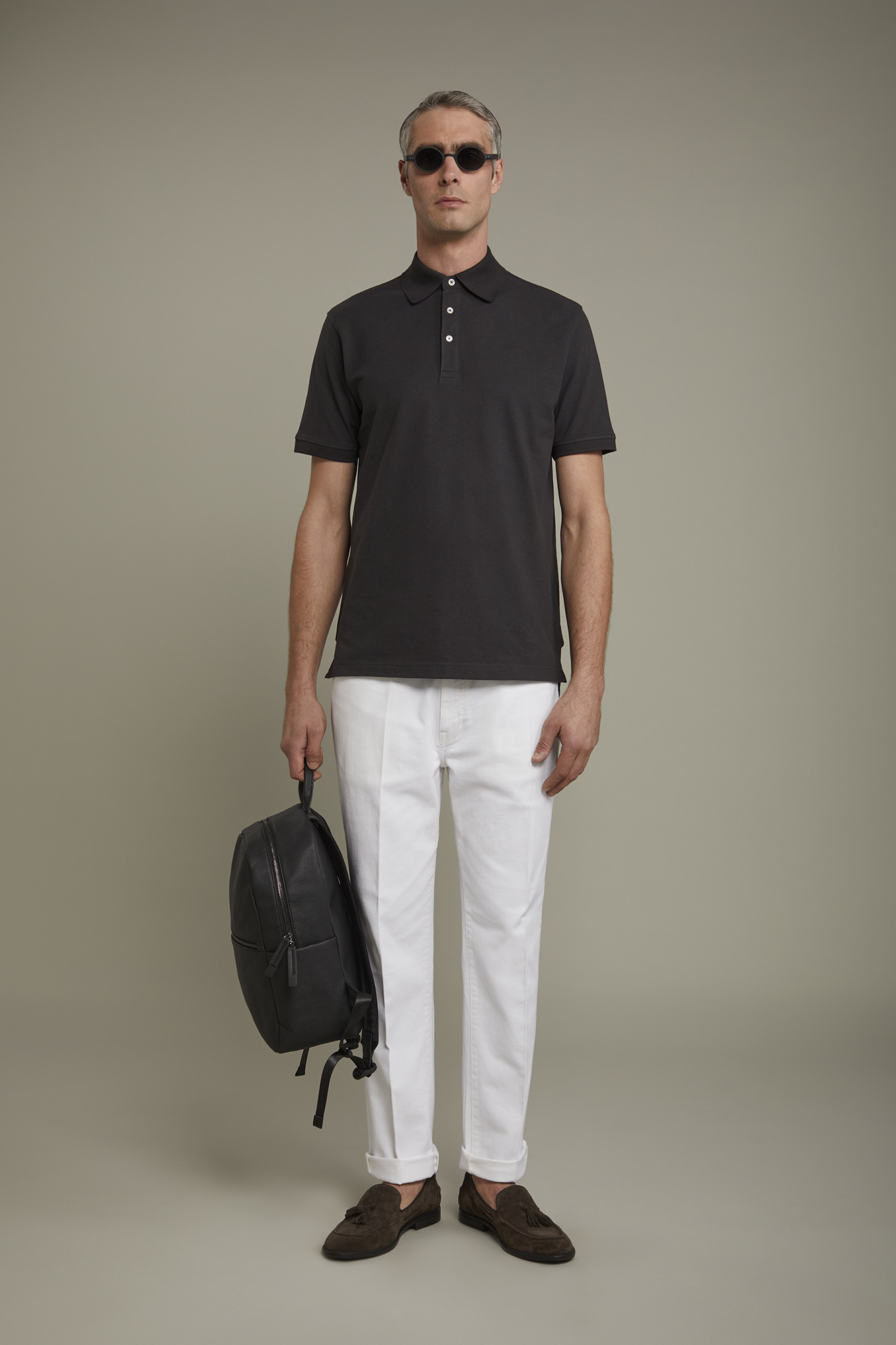 Men’s short sleeve polo shirt 100% piquet cotton regular fit image number null