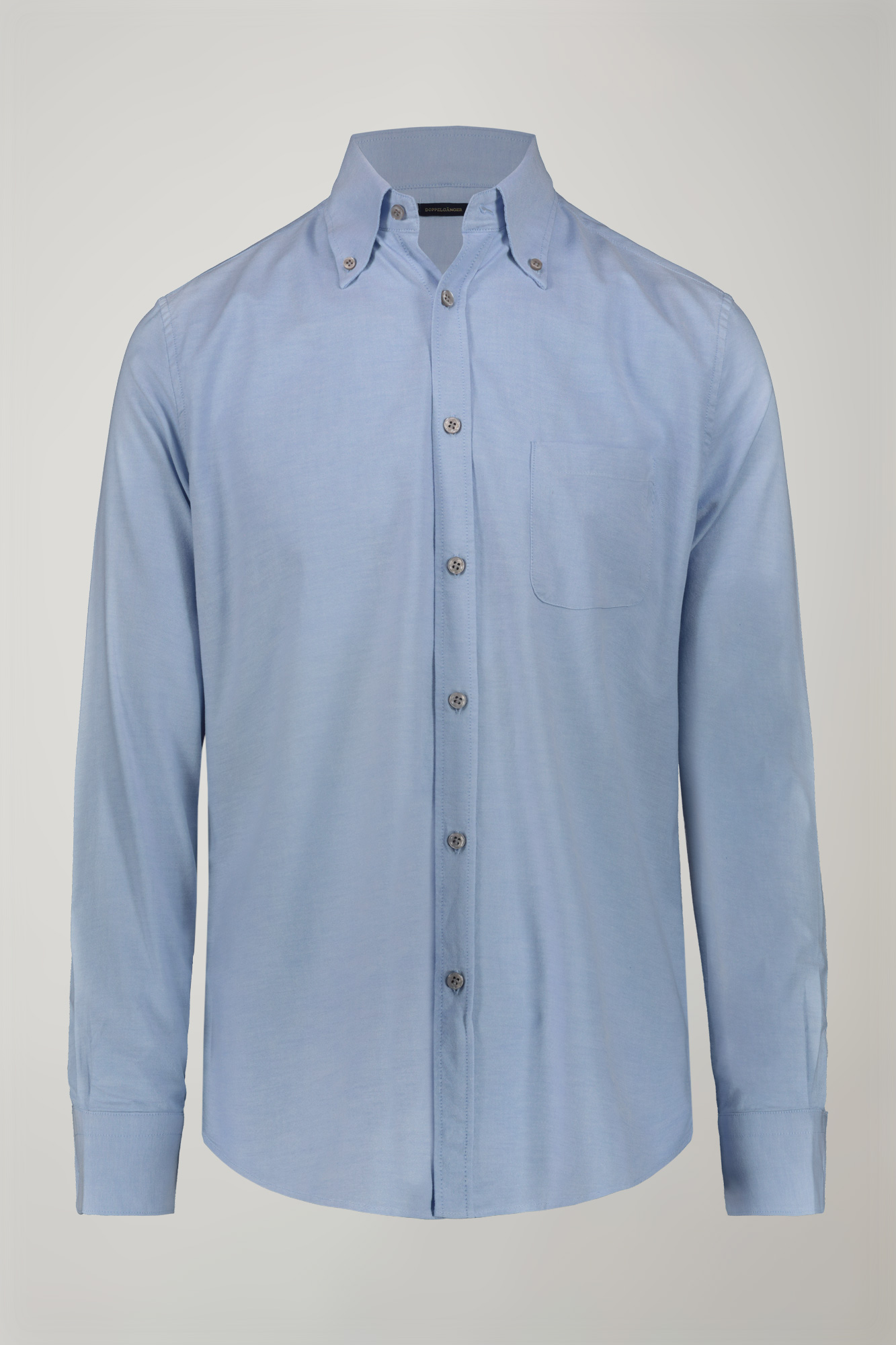 Camicia classica uomo collo button down tessuto Oxford rigato ultra leggero tinta unita comfort fit image number null