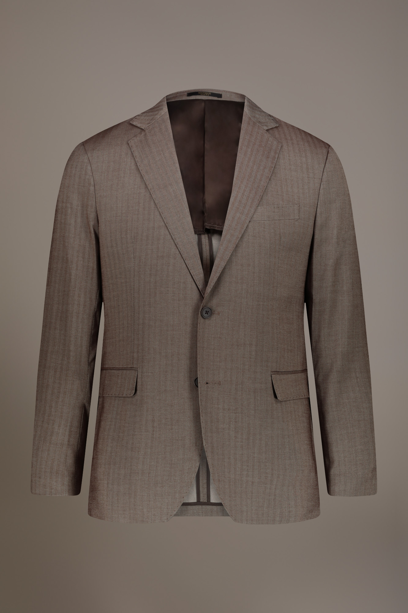 Regular fit single-breasted suit patterned herringbone fabric with solaro texture image number null