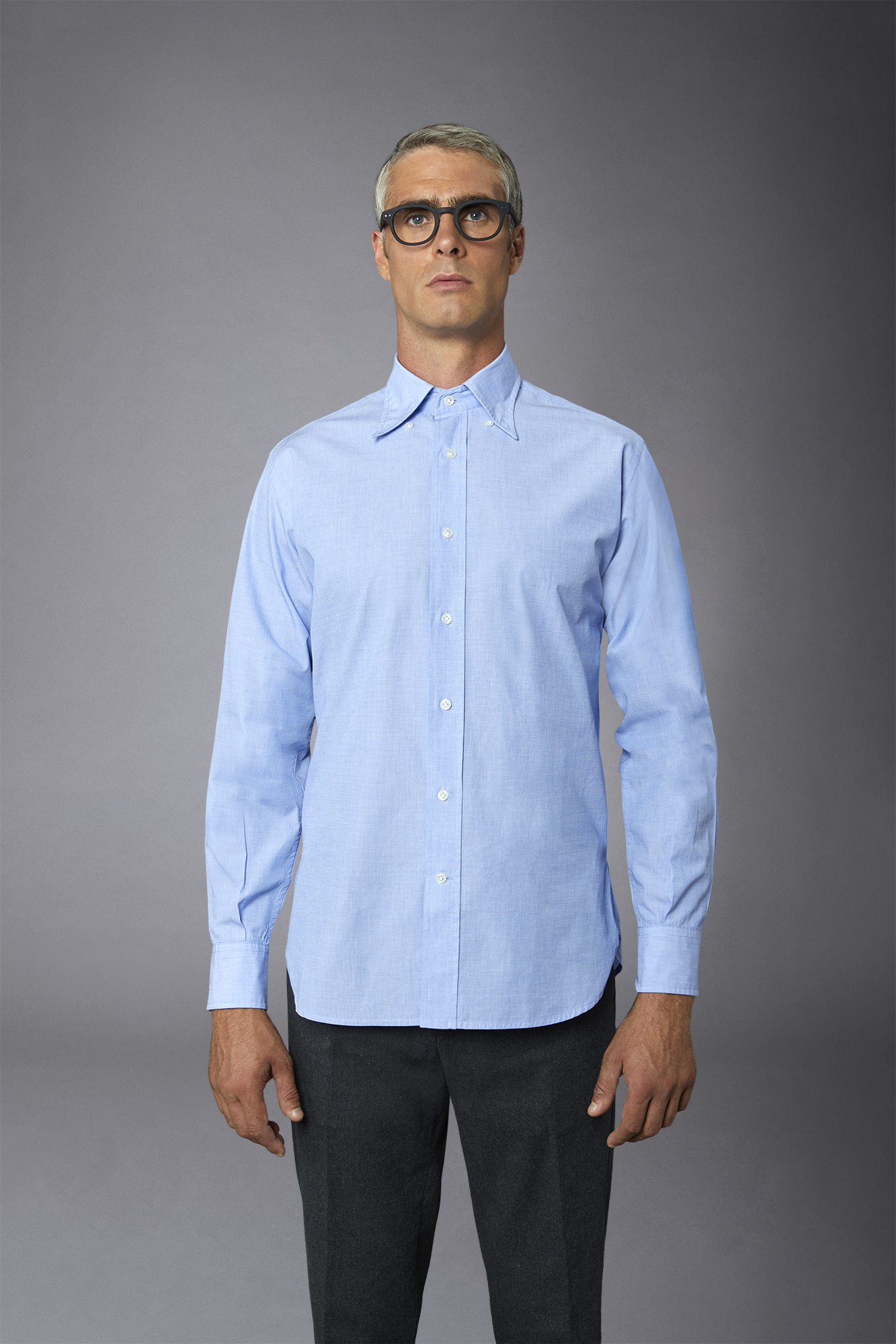 Camicia classica lavata genderless button down comfort fit tessuto fil-a-fil image number null