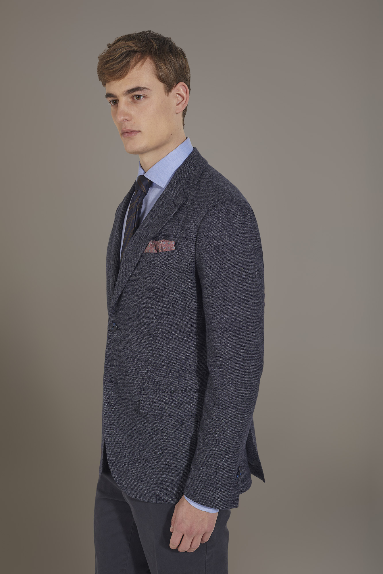 Giacca maschile monopetto in shantung