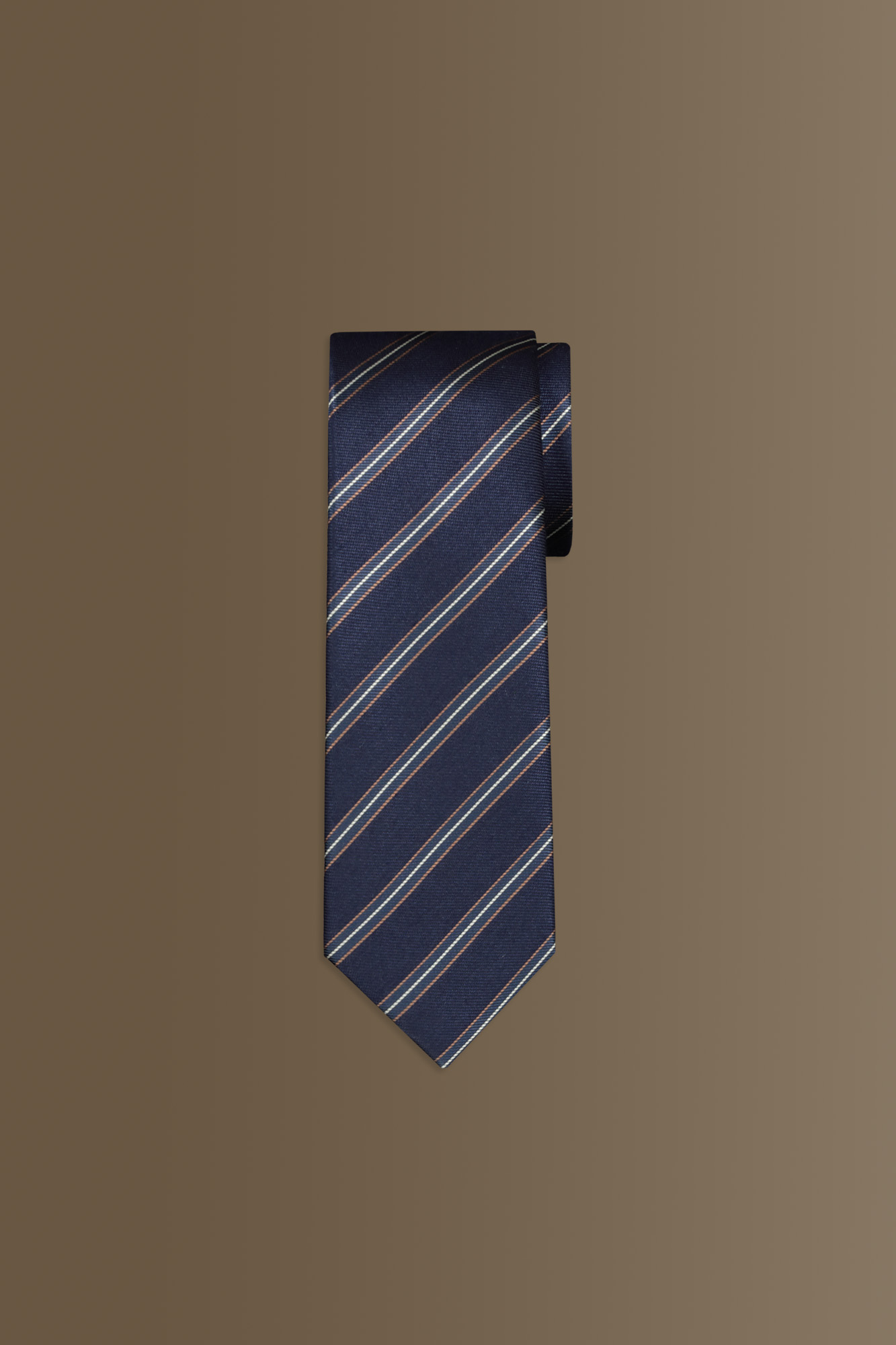 Cravatta uomo dark blu fantasia regimental in misto bamboo image number null
