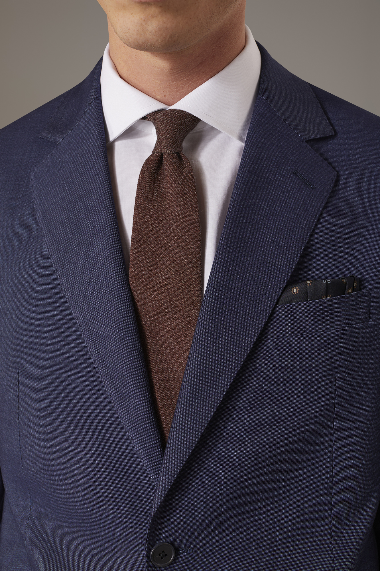 Regular fit single-breasted suit with denim effect image number null