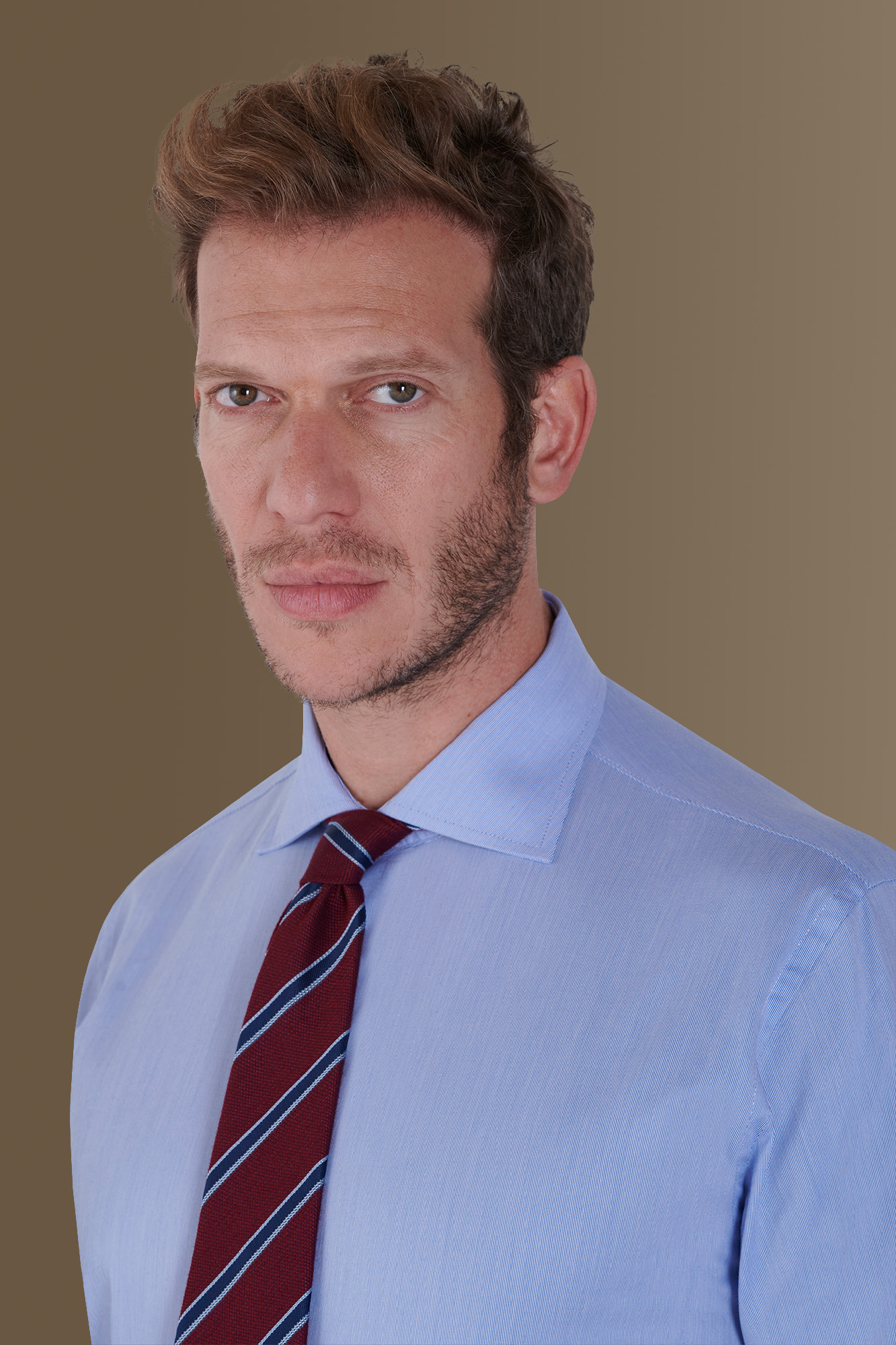 Camicia classica collo francese 100% cotone tinto filo a righe sottili image number null