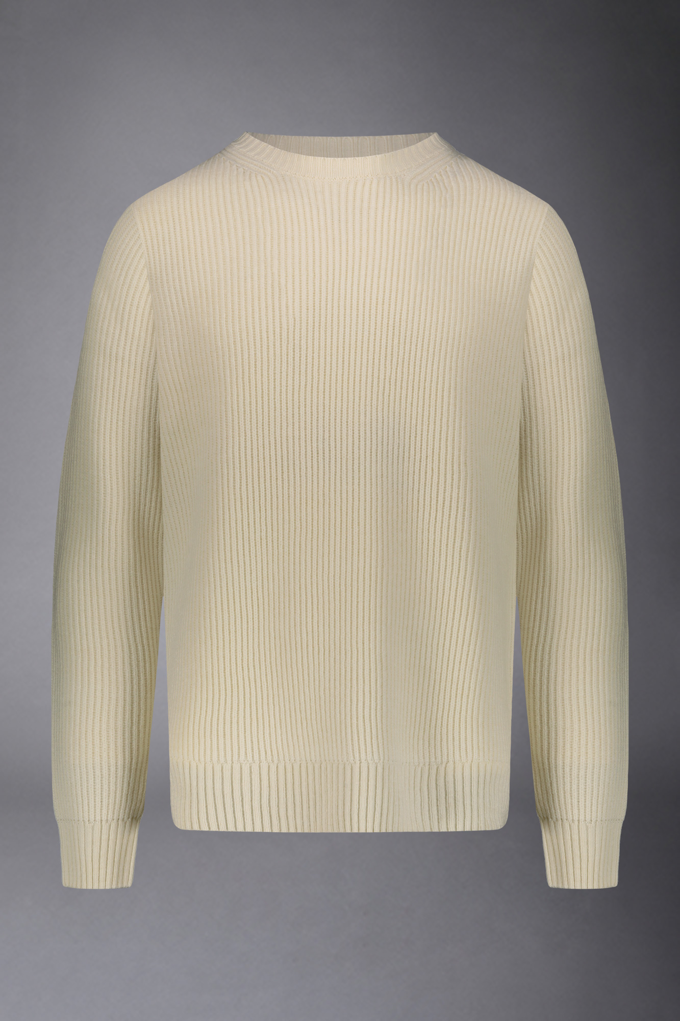 Pull à col rond en laine avec tricot côtelé, coupe régulière image number null