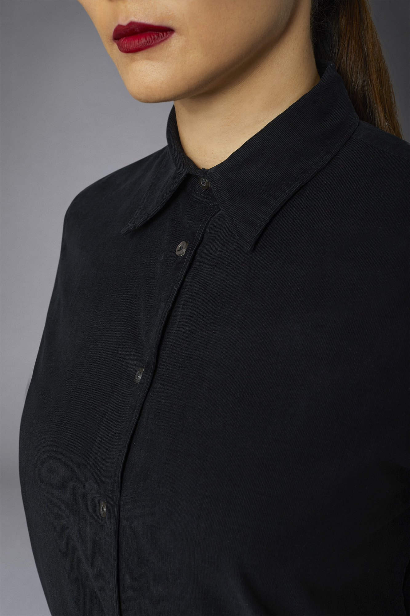 Women's casual shirt needlecord washed velvet image number null