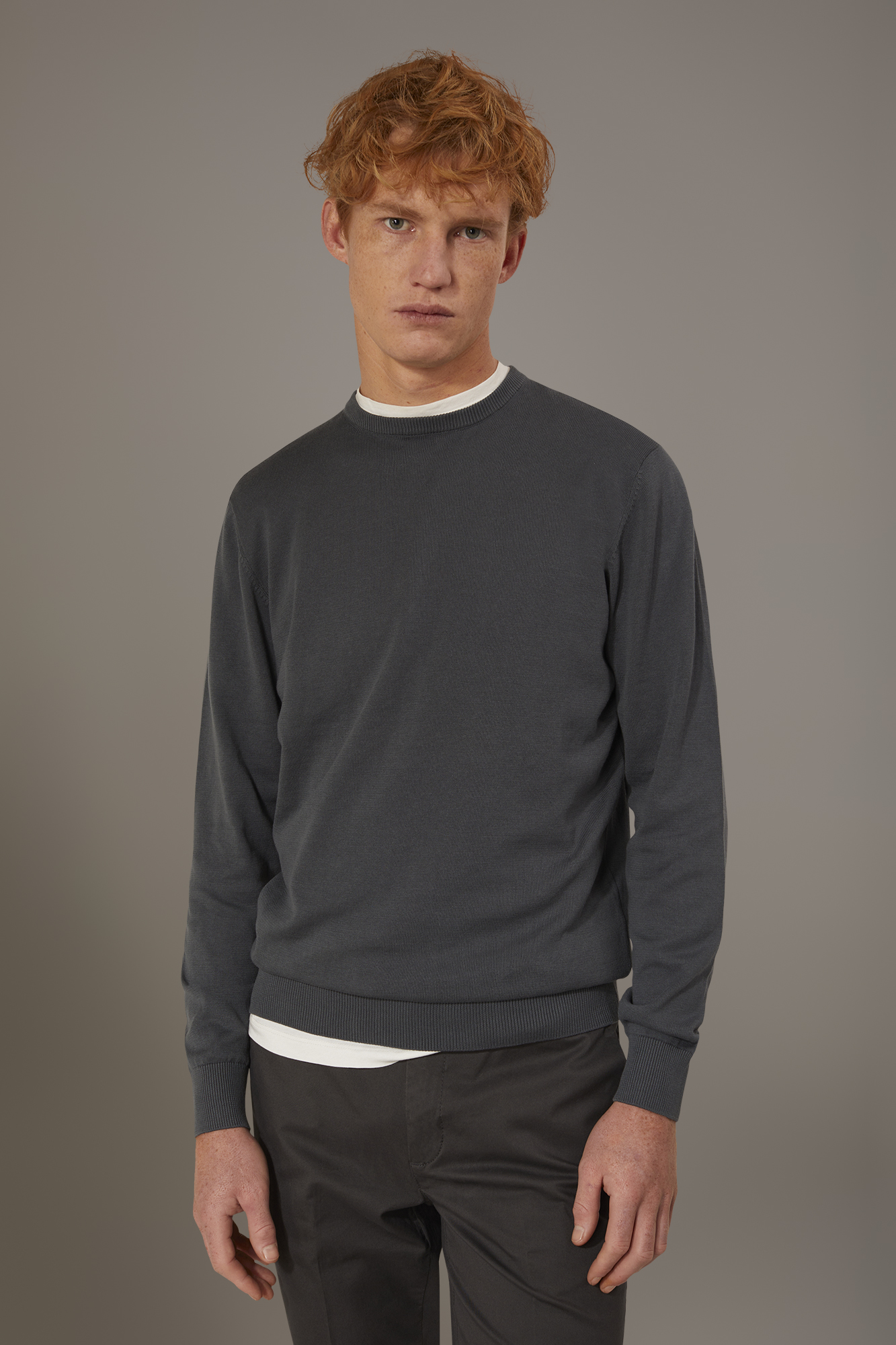 Round neck sweater 100% cotton image number null