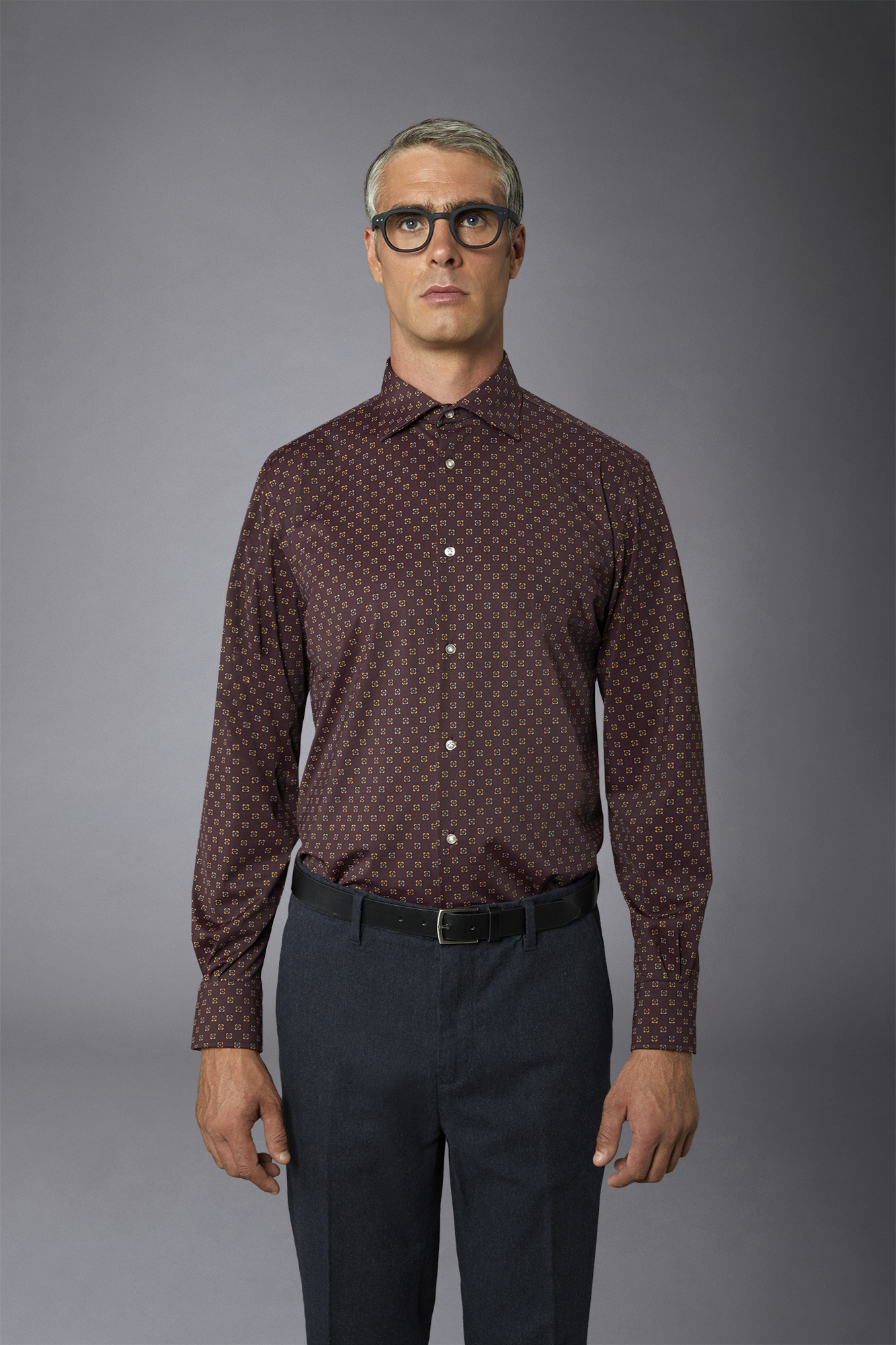 Classic genderless technical comfort fit shirt patterned fabric image number null