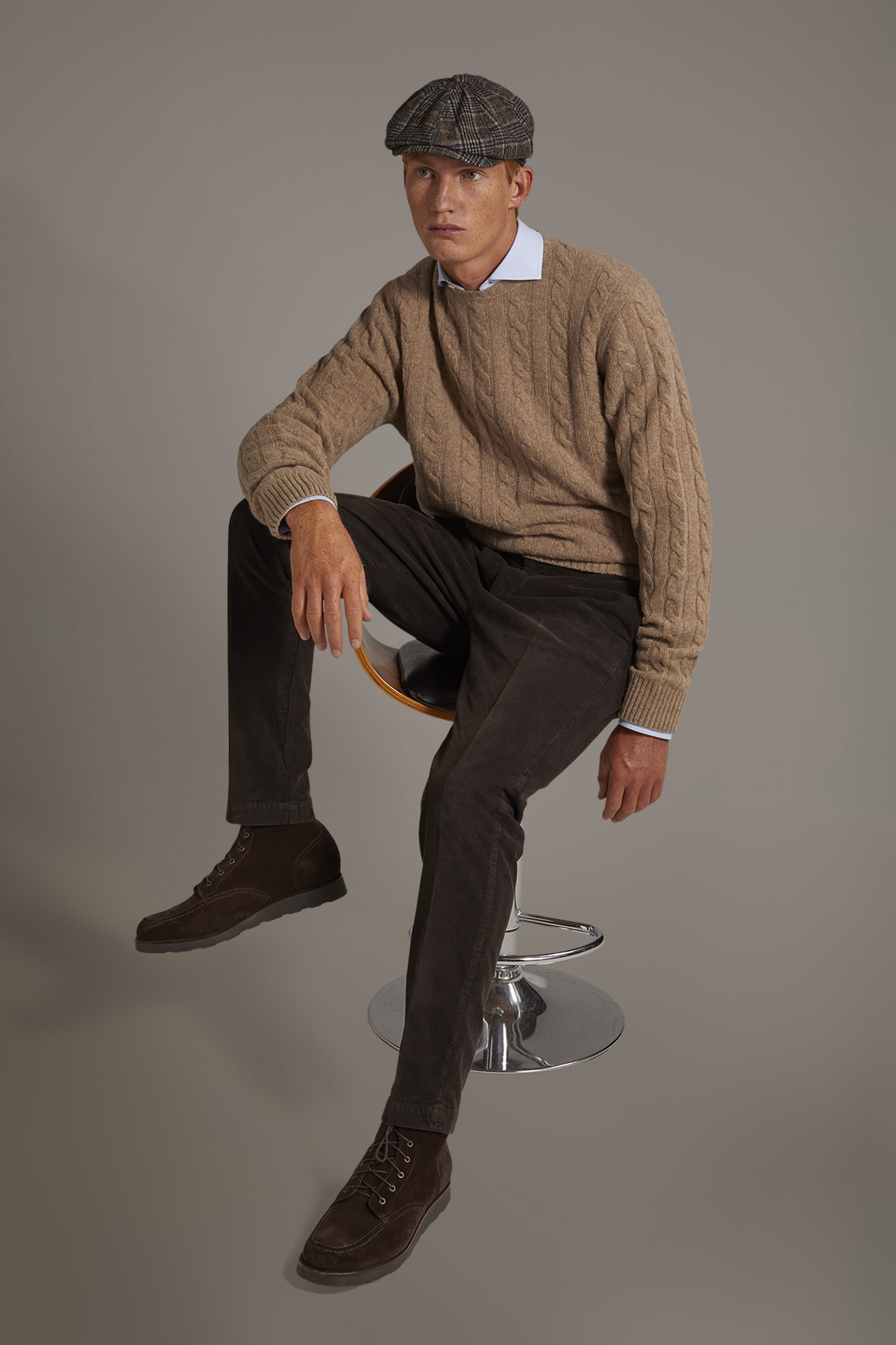Maglia girocollo in misto lana lambswool image number null