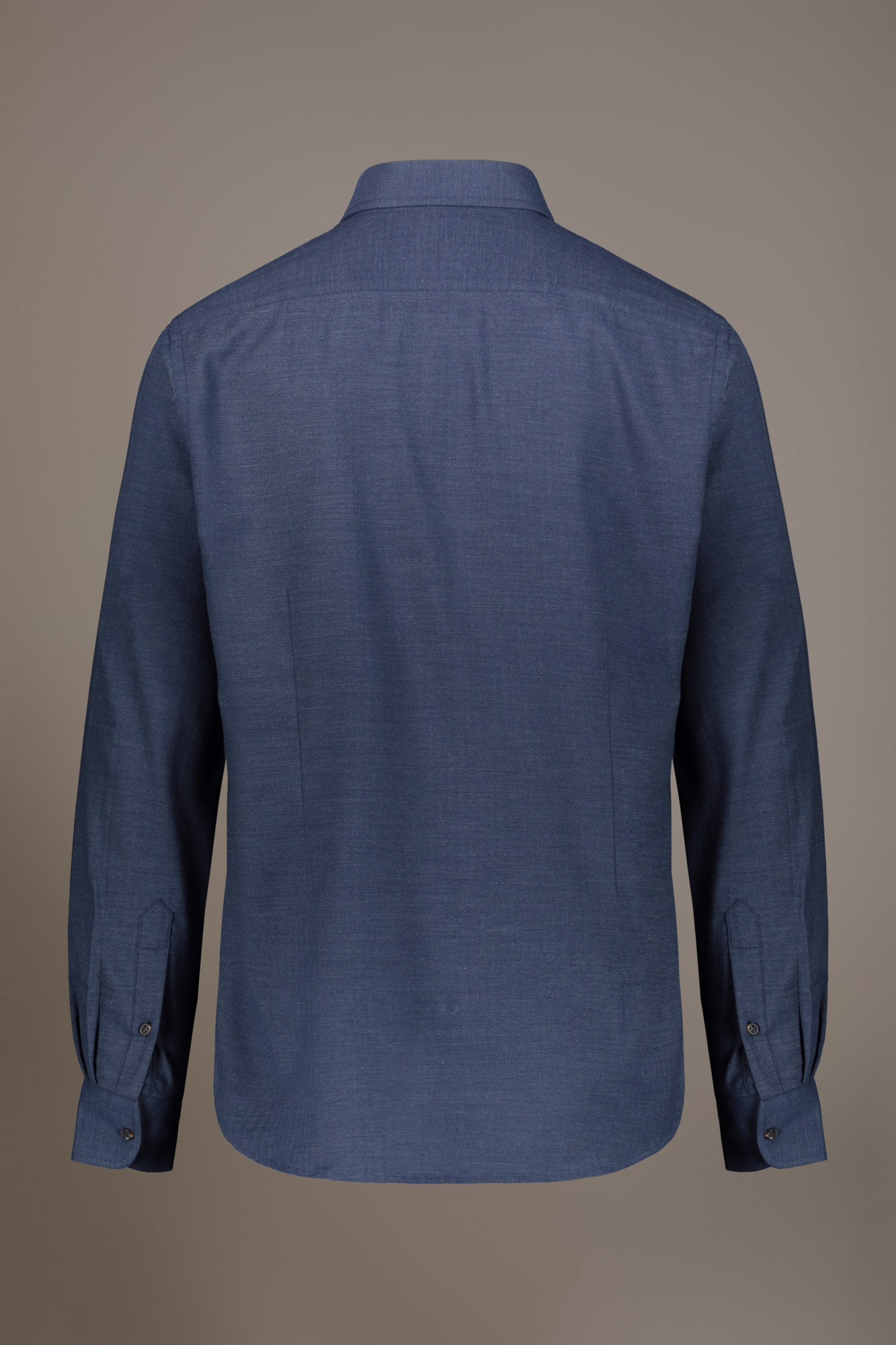 Camicia casual collo francese comfort fit tessuto spigato tinto filo melange image number 4