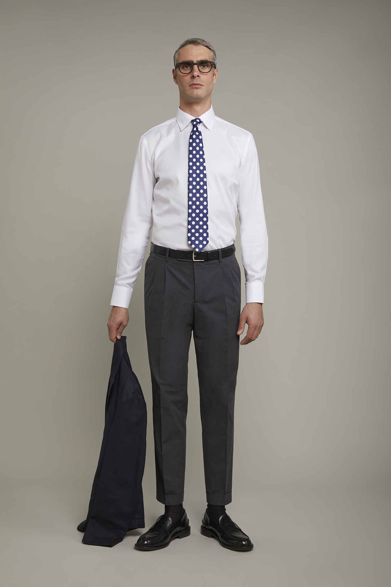 Men's shirt classic collar 100% cotton lightweight oxford fabric regular fit image number null