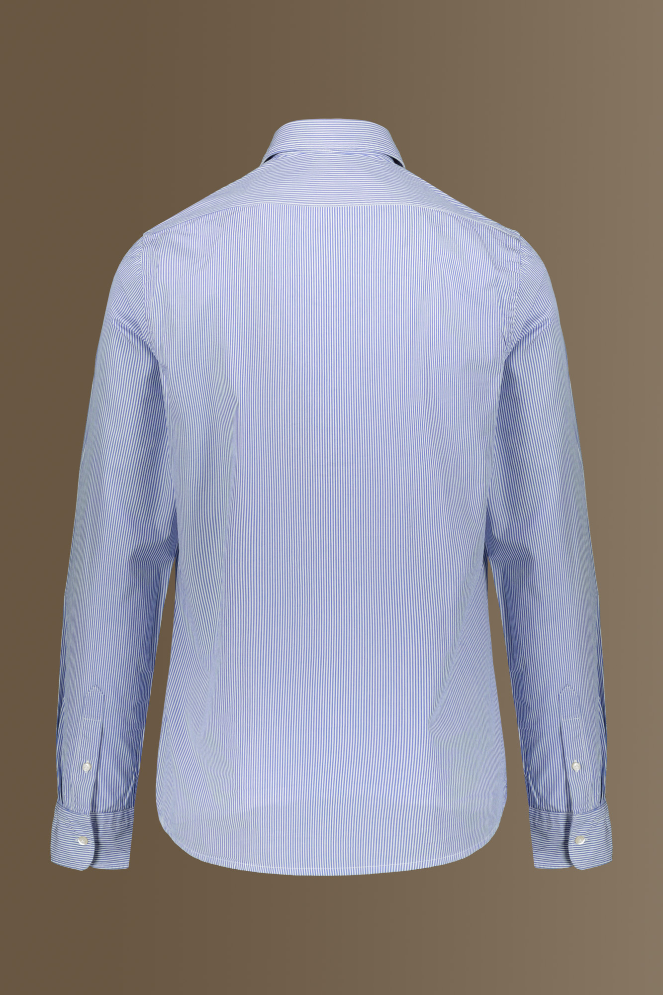 Camicia uomo classica lavata 100% cotone collo francese tinto filo popeline riga stretta image number null