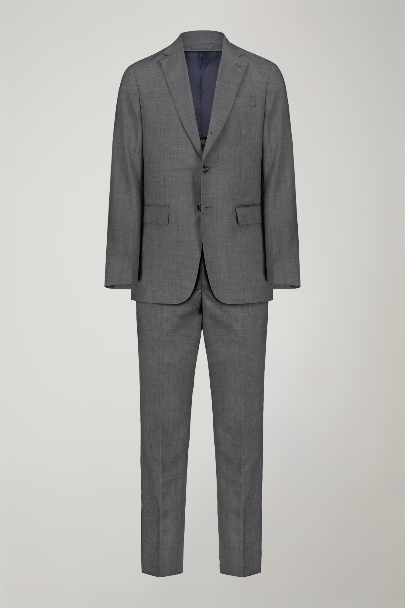 Men's single-breasted Wool Blend suit with regular fit grisaille design image number null