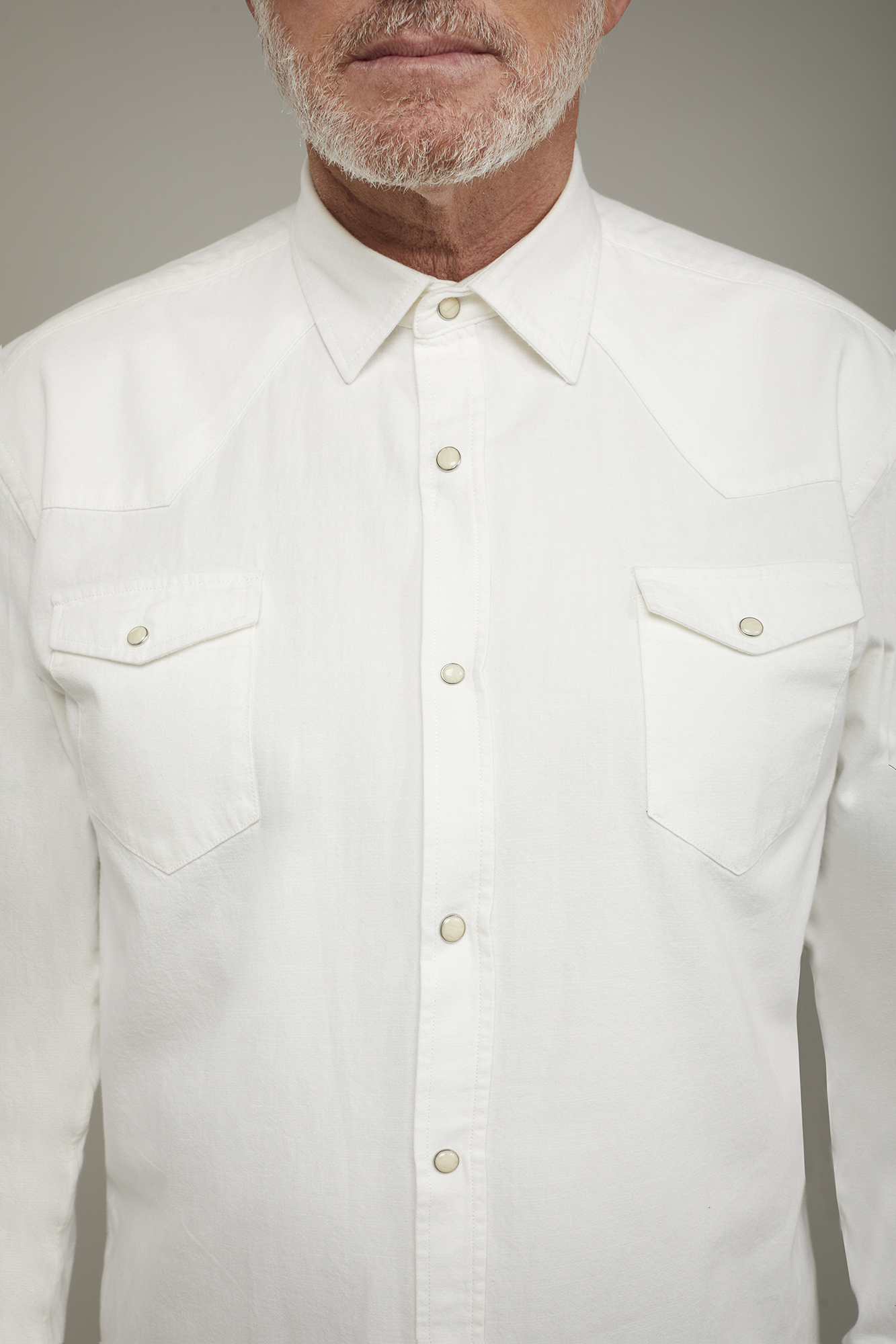 Camicia casual uomo collo classico 100% cotone tessuto denim comfort fit image number null