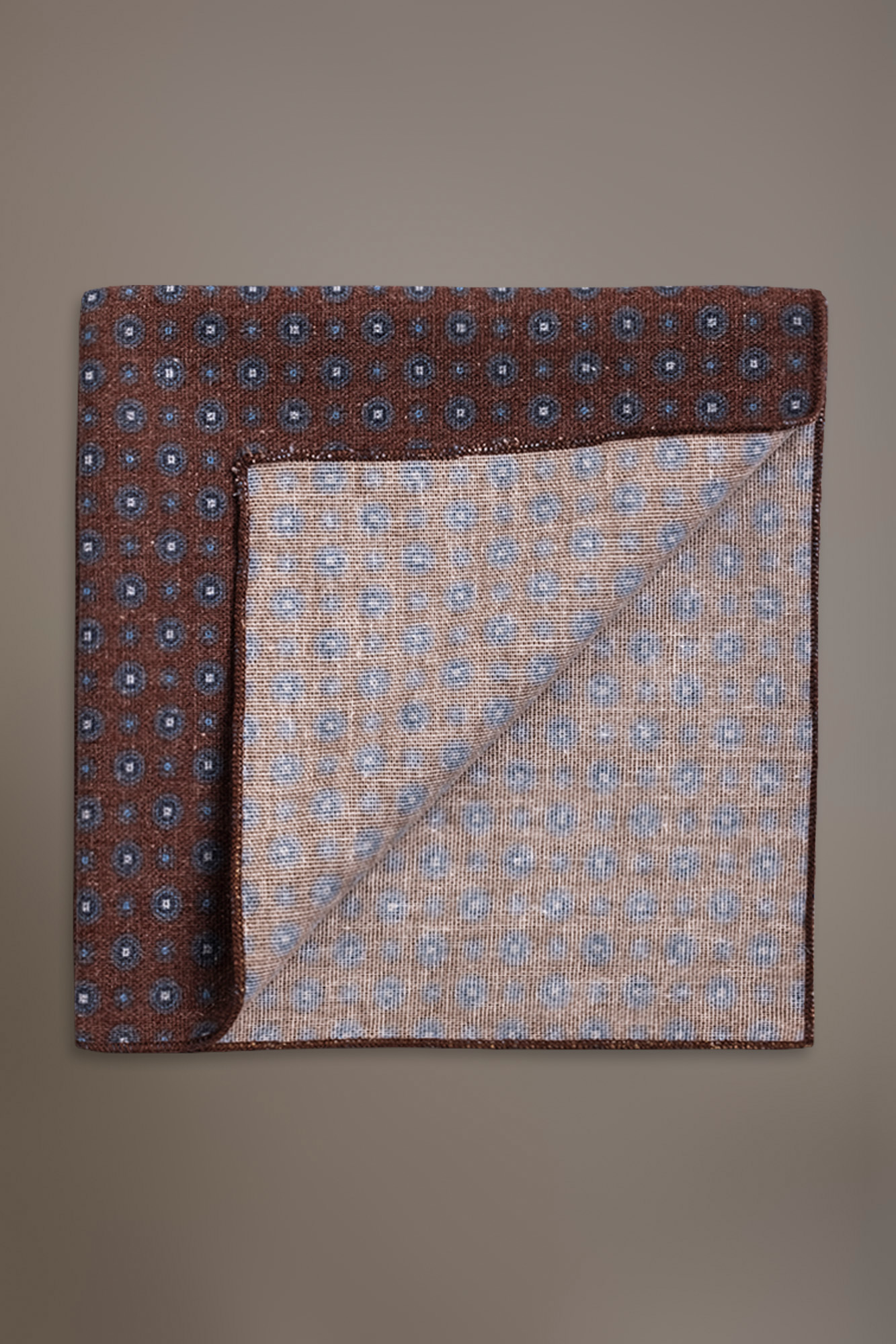 Pochette misto lino uomo disegno fantasia brown image number null