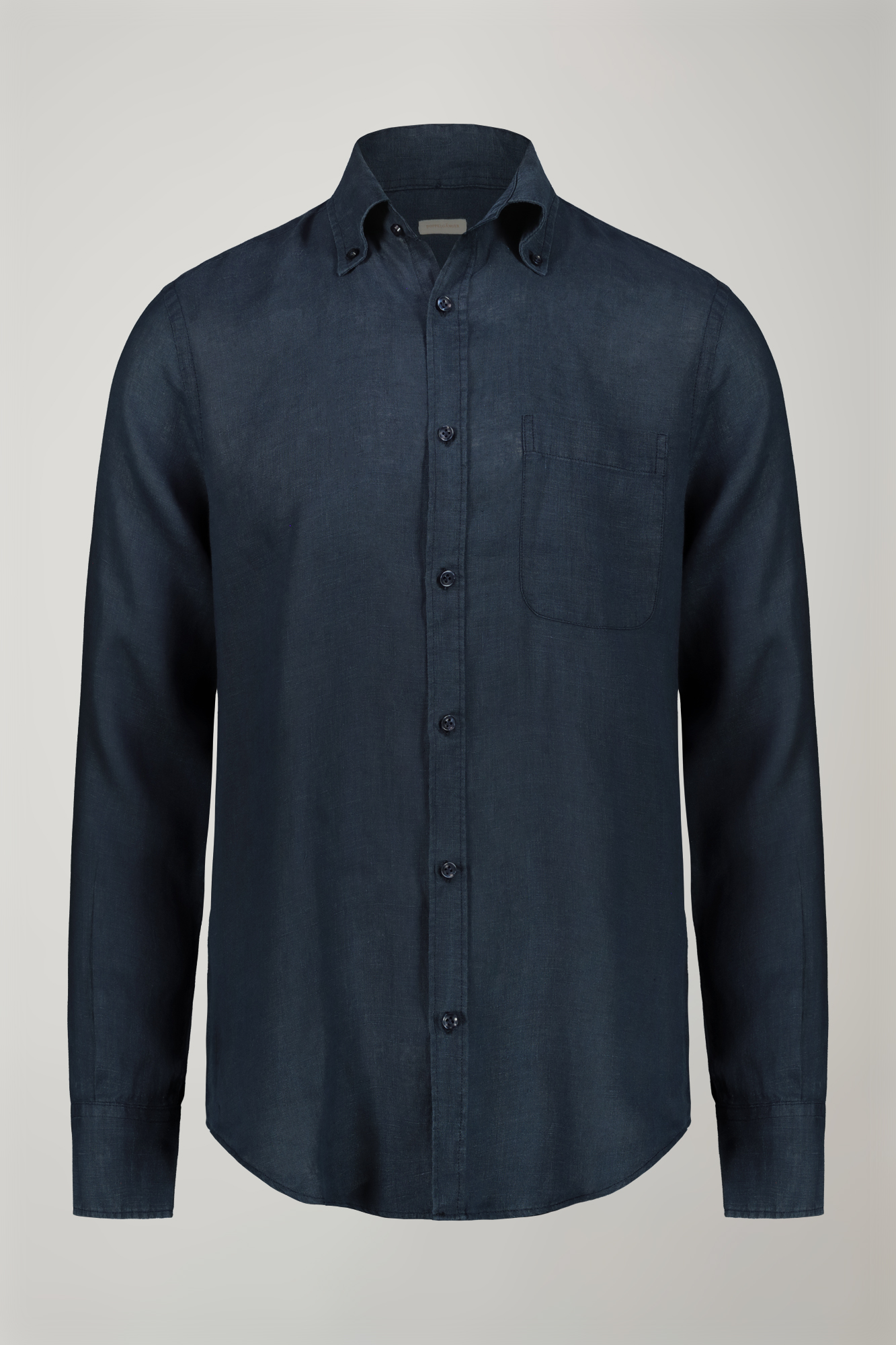 Herrenhemd mit Button-Down-Kragen aus 100 % Leinen in bequemer Passform image number null