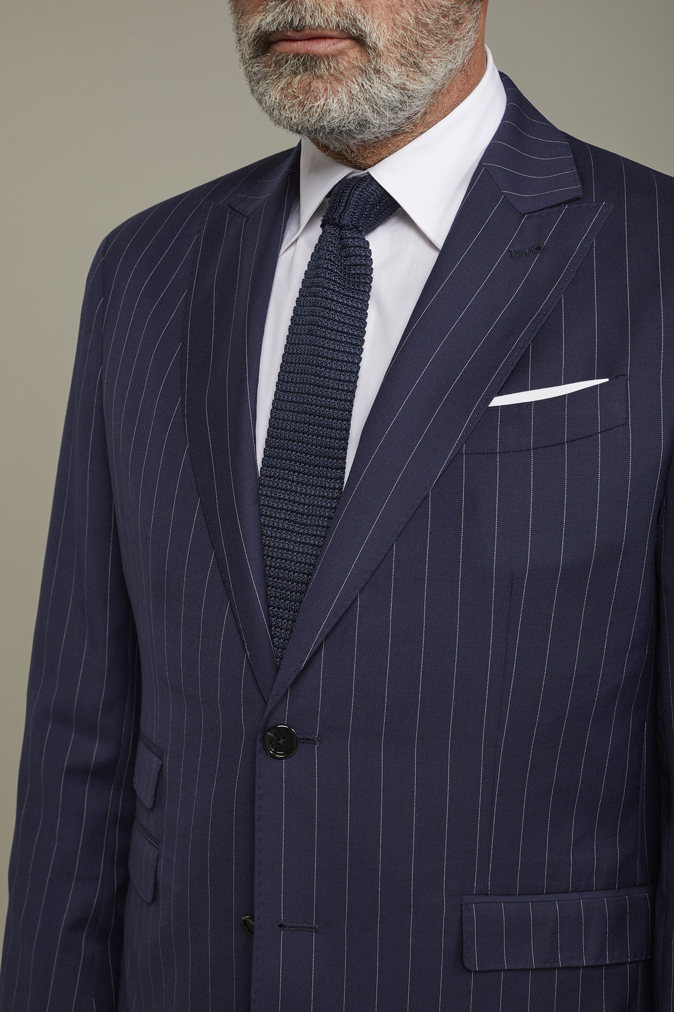 Men's single-breasted Wool Blend suit with regular fit pinstripe design image number null