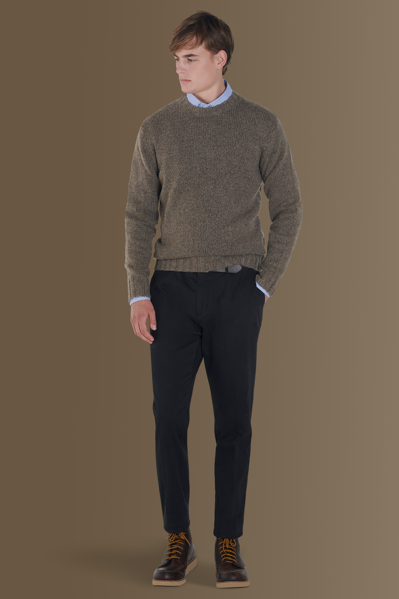 Pantalone classico chino twill elasticizzato image number null