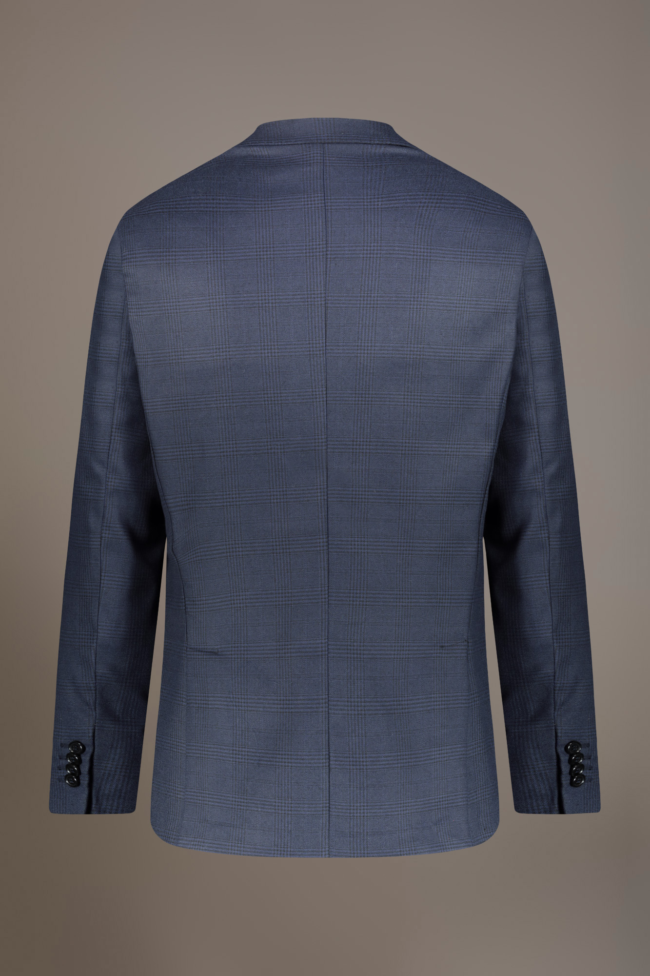 Single-breasted jacket with flap pockets in prince of wales fabric made in Italy image number null