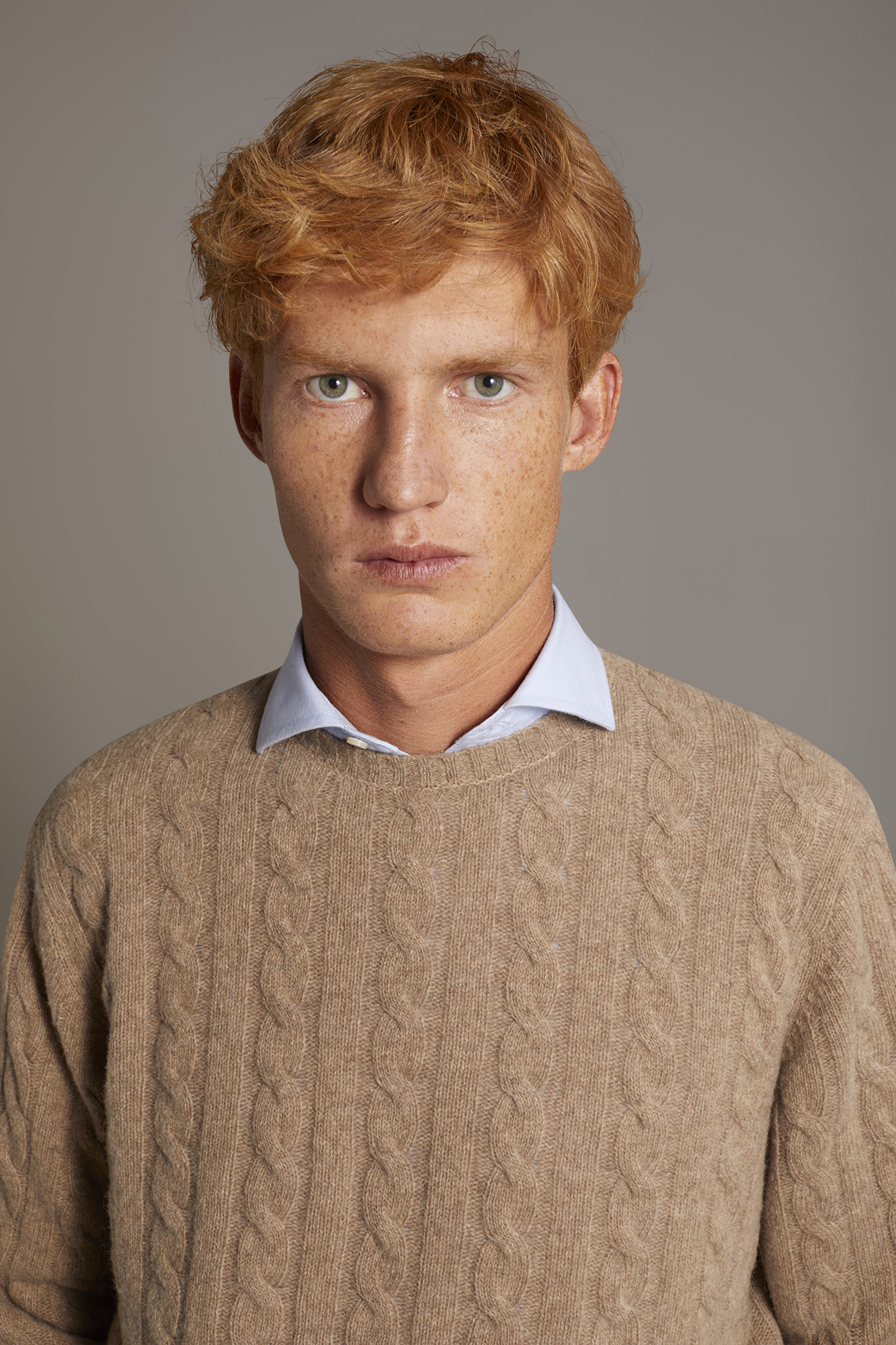 Maglia girocollo in misto lana lambswool image number null
