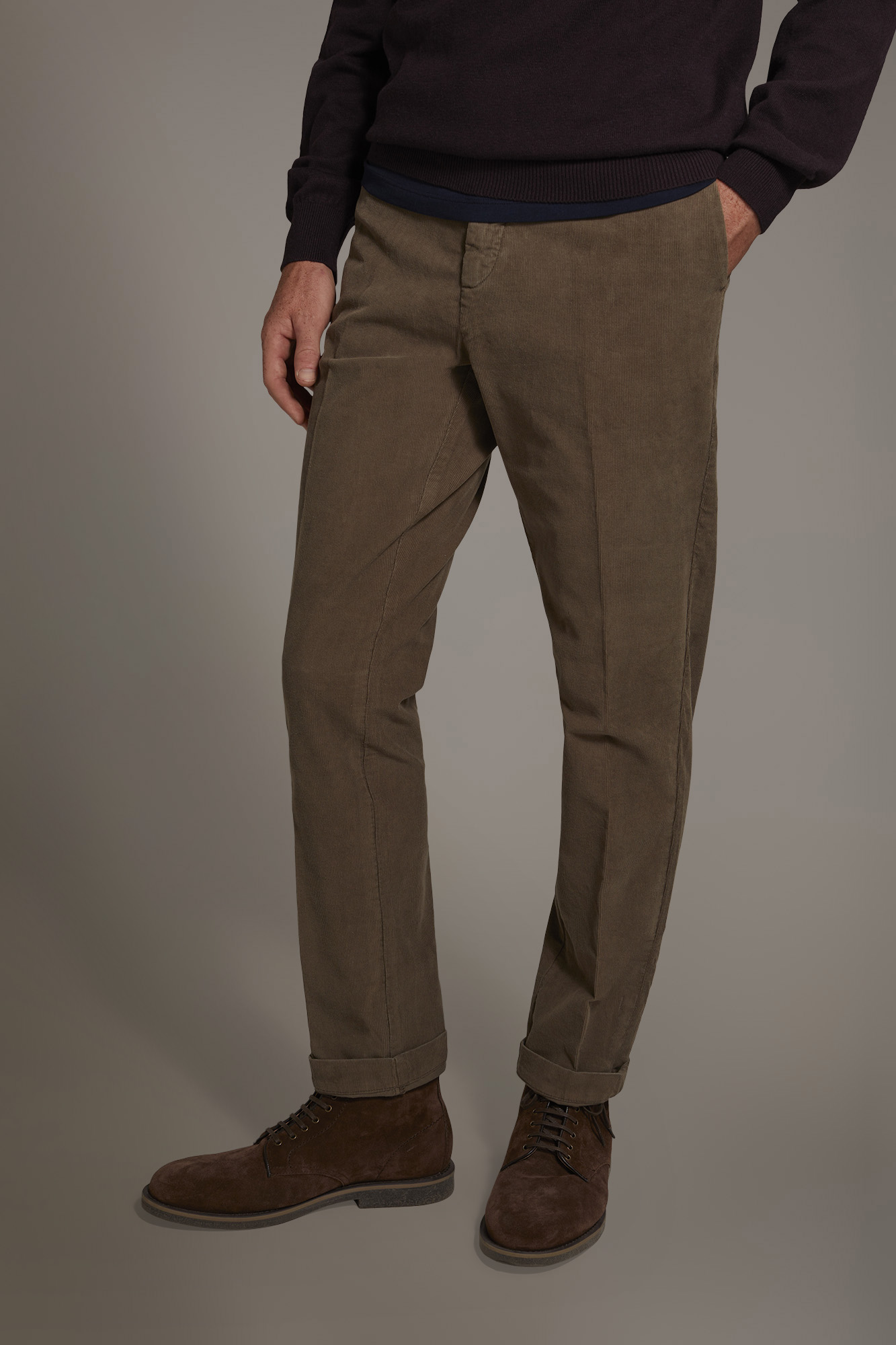 Pantalone chino regular fit tessuto velluto a coste image number null