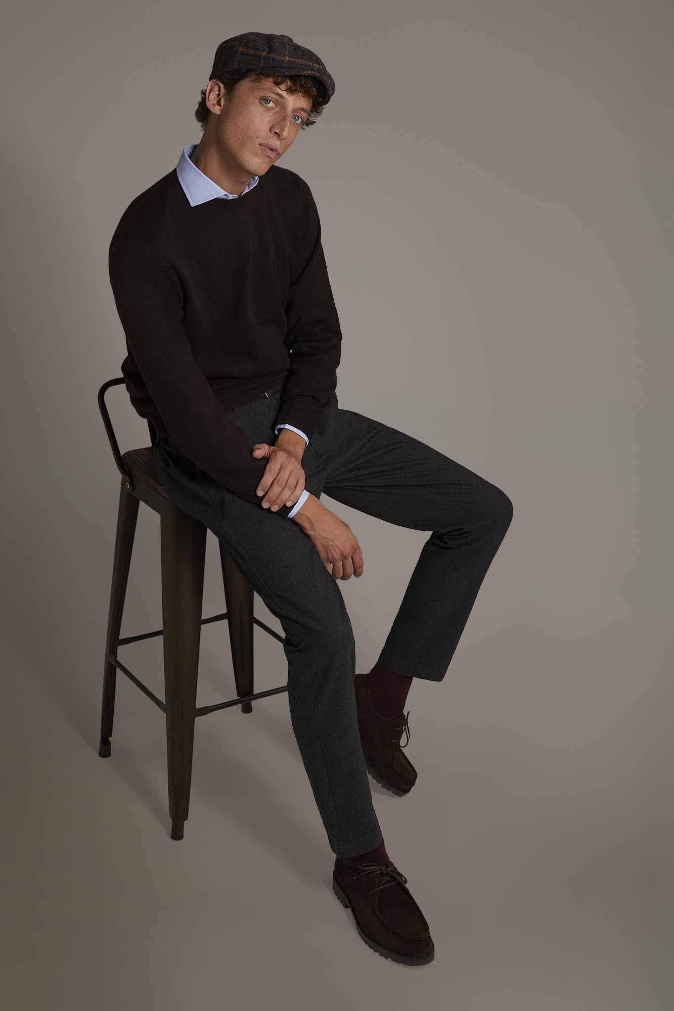 Pantalone chino regular fit tessuto tinto filo melange twill image number null