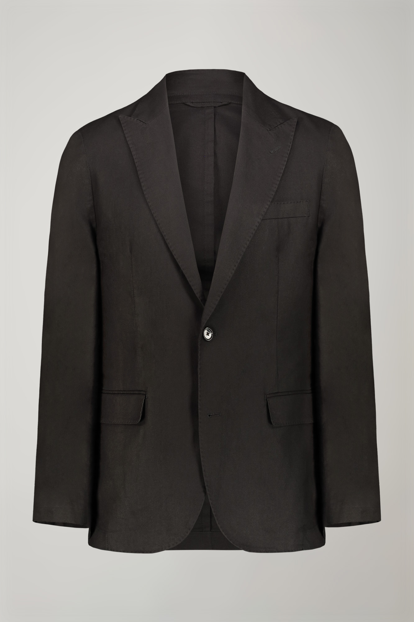 Men's single-breasted unlined linen and cotton blazer with regular fit lapels image number null