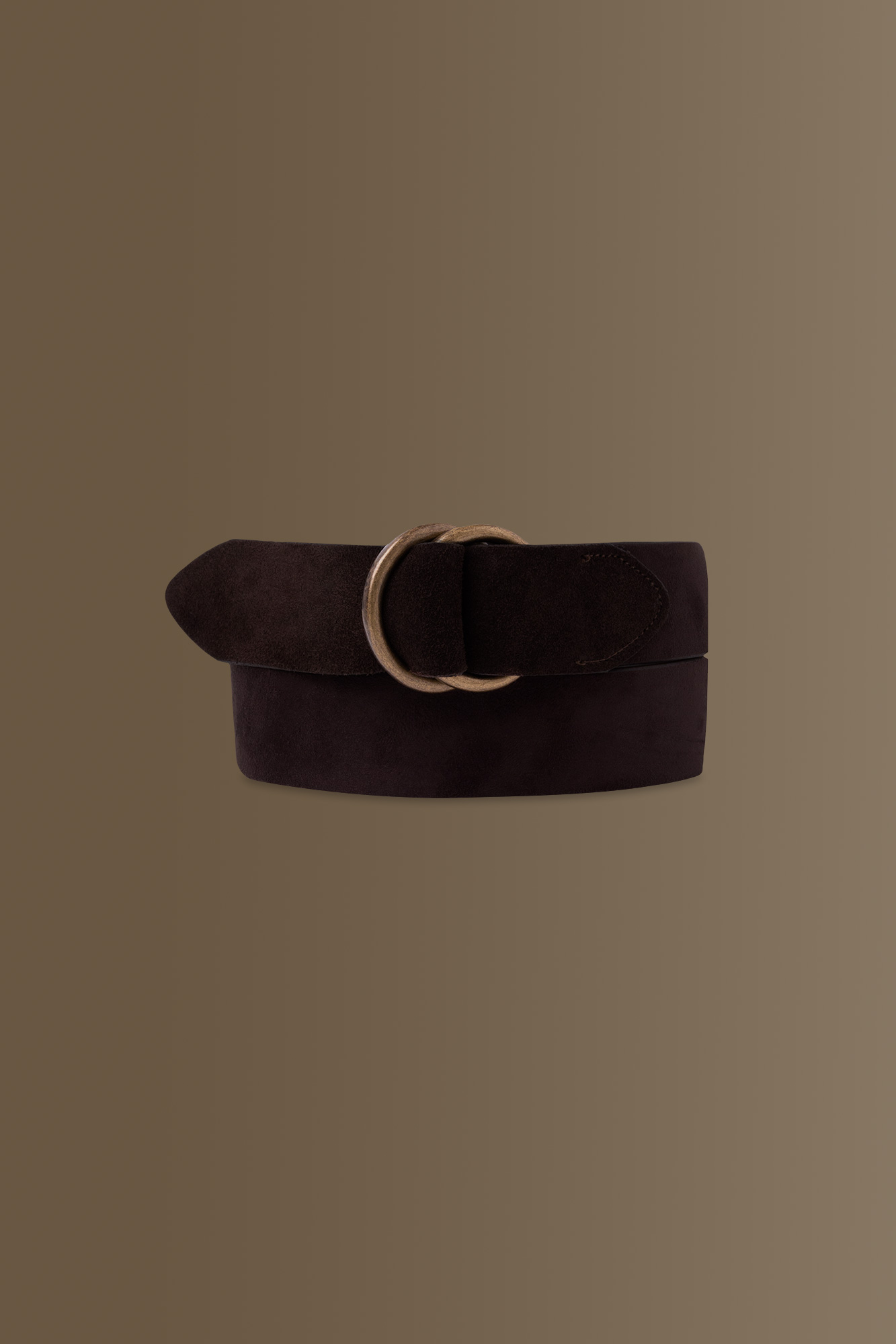 Cintura uomo regolabile in suede brown misto pelle image number 0
