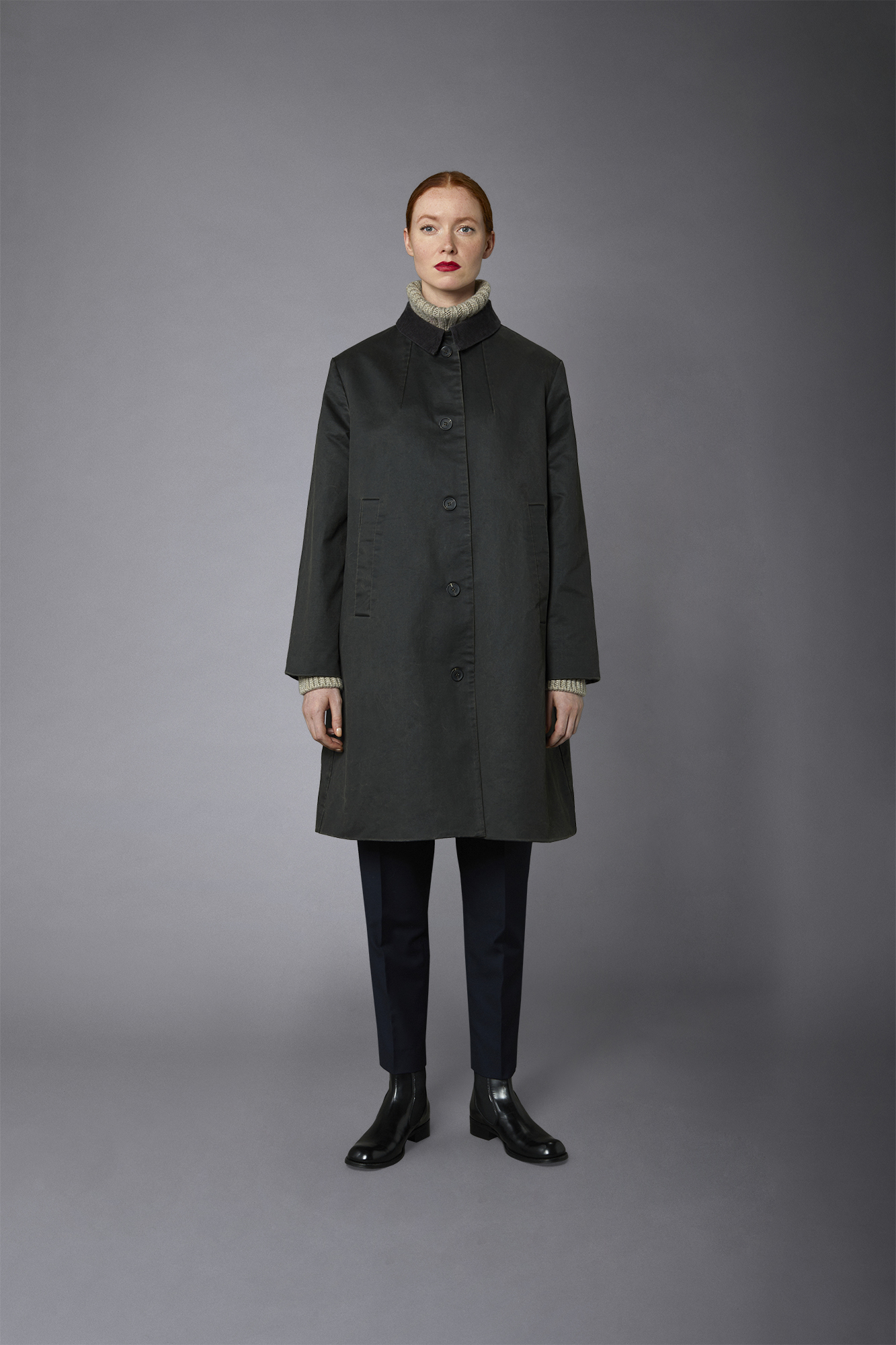 Women's waxed cotton raincoat image number null