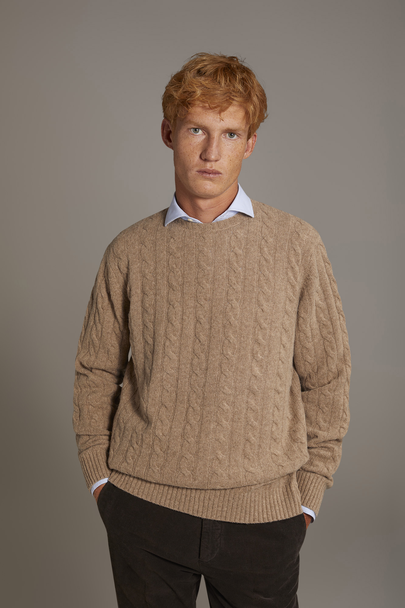 Maglia girocollo in misto lana lambswool image number null