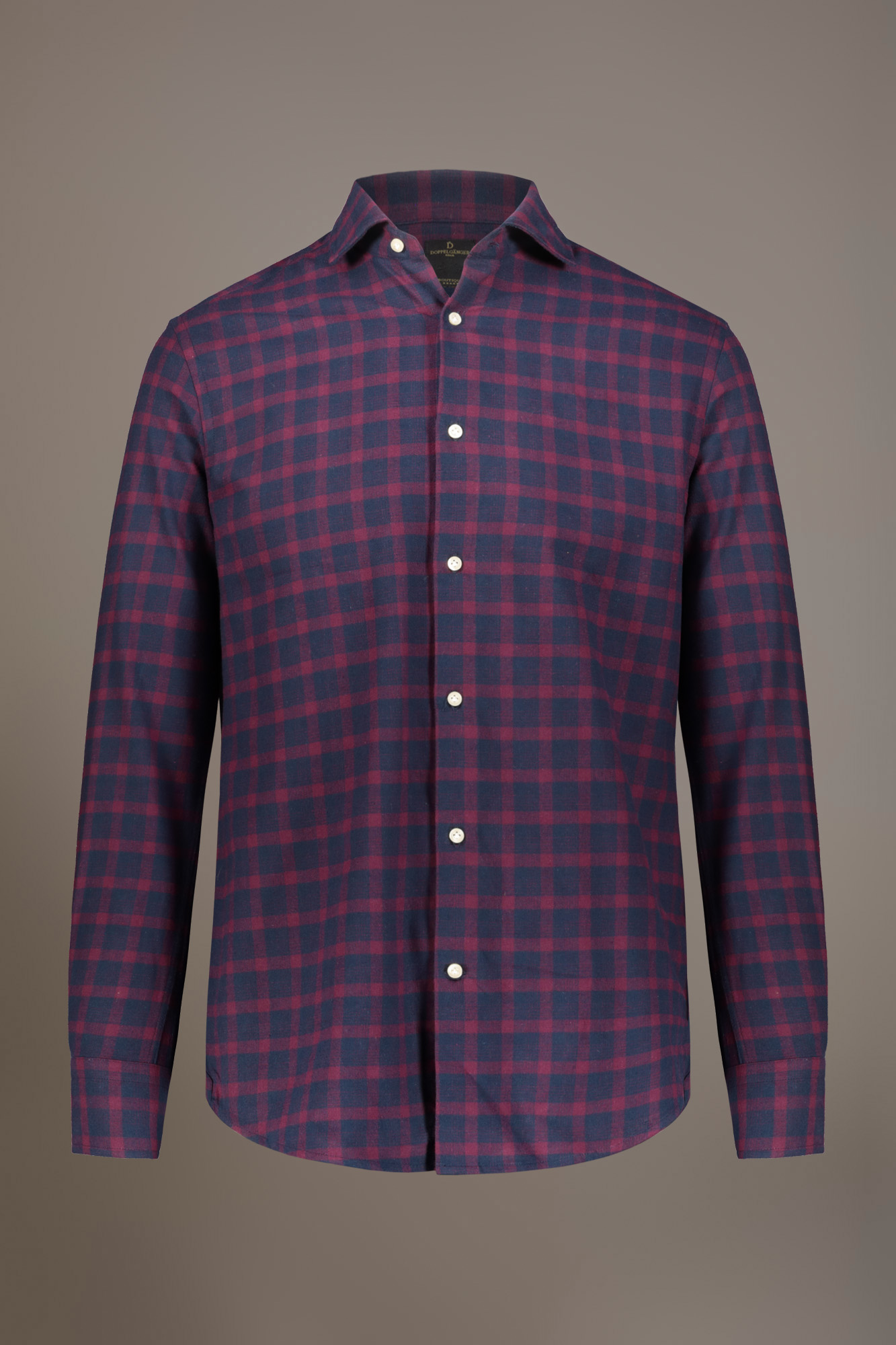 Casual shirt with french collar comfort fit checked flannel fabric image number null