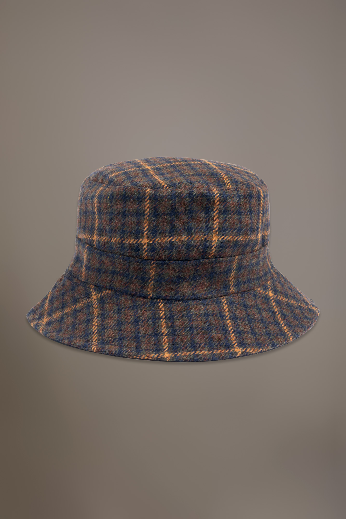 Double face check design wool blend fisherman hat