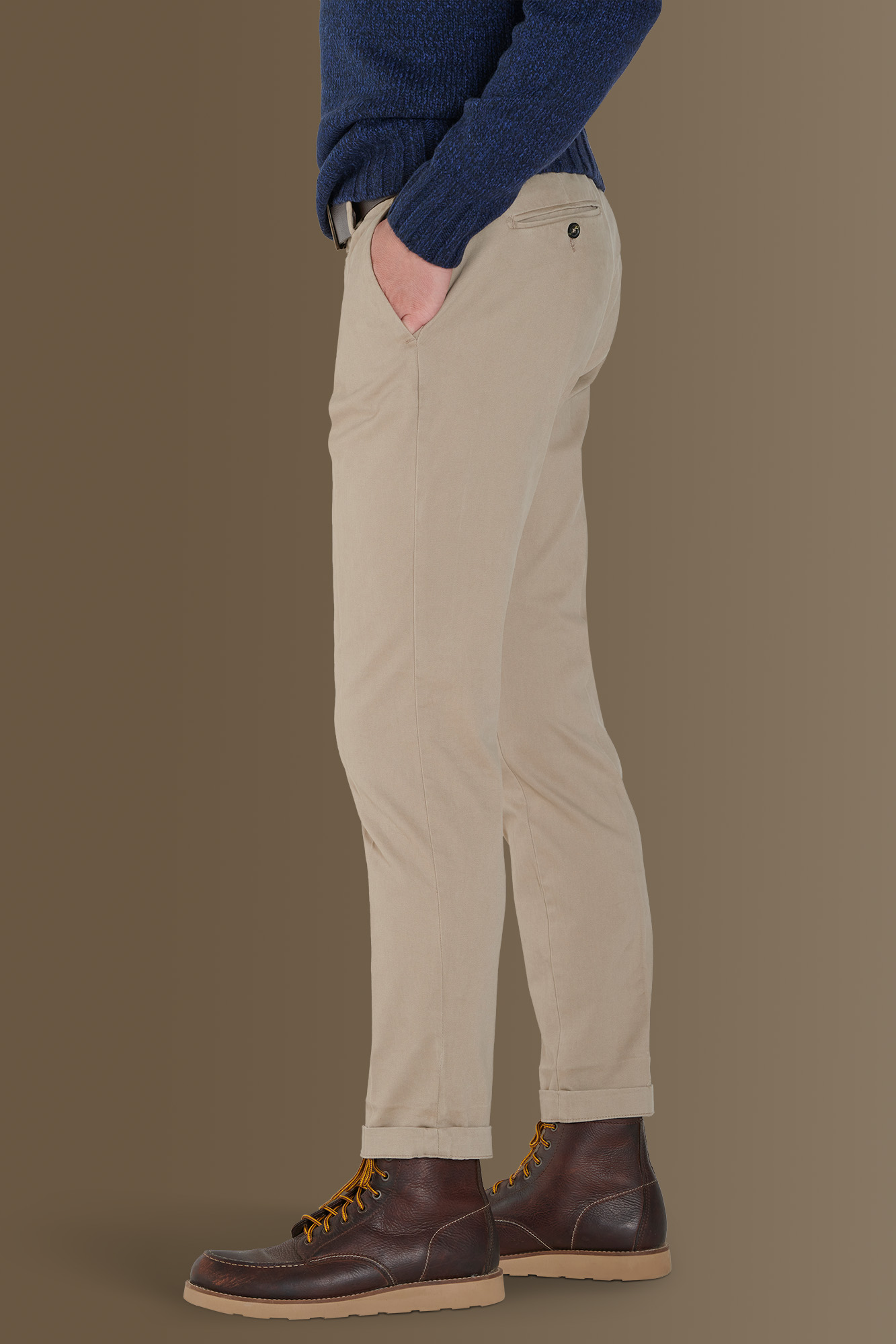 Pantalone classico chino twill elasticizzato image number null