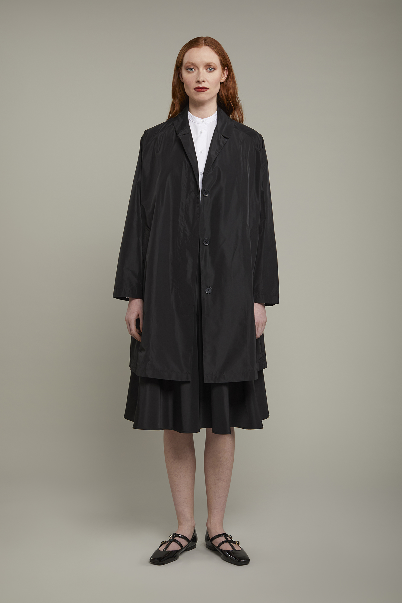 Women's unlined duster in taffeta oversize image number null