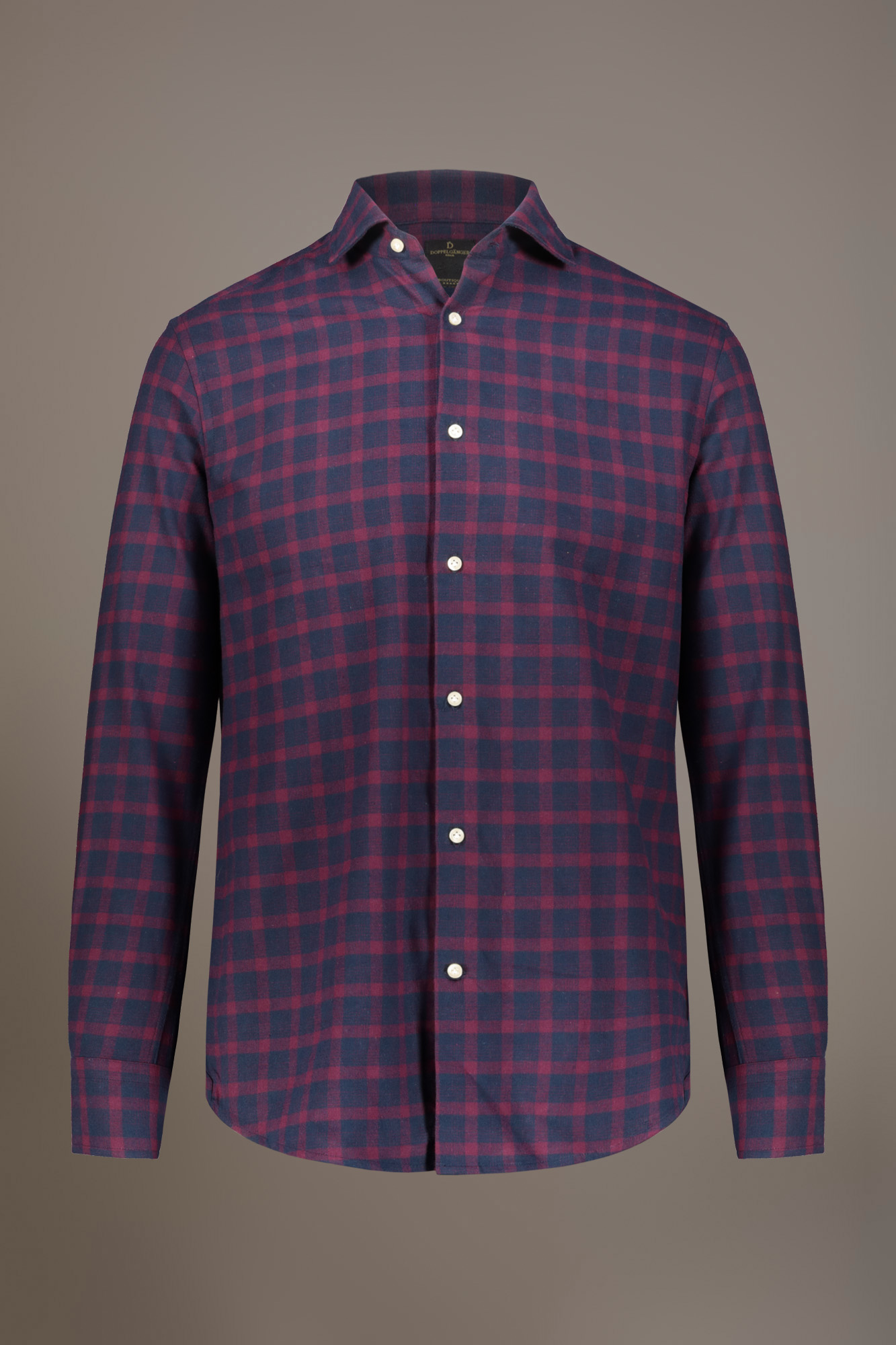Camicia casual collo francese comfort fit tessuto in flanella a quadri image number null