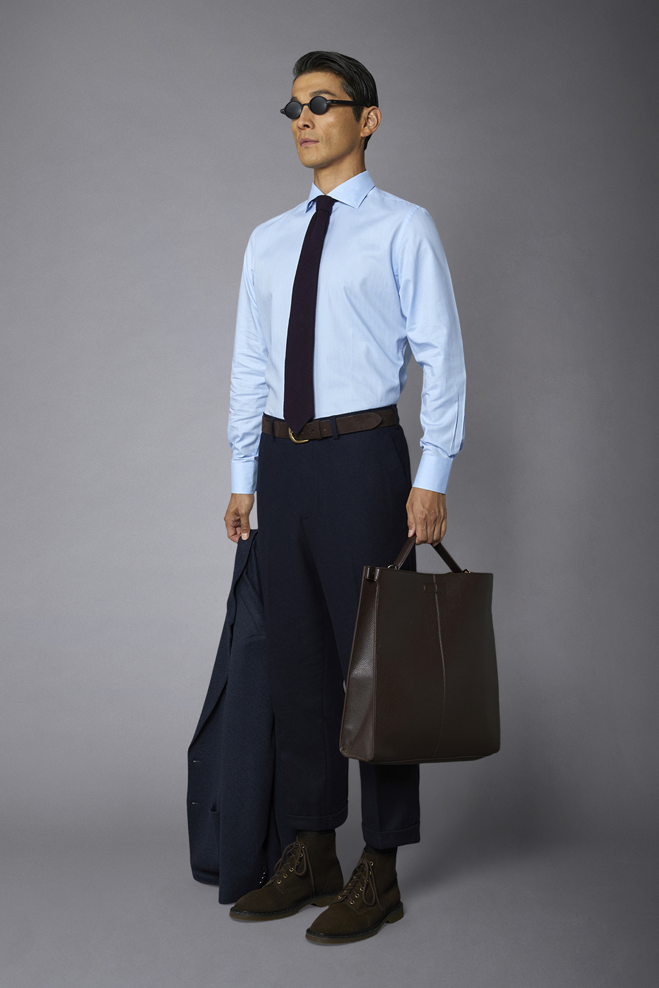 Camicia  da uomo sport in tessuto white denim, collo italiano