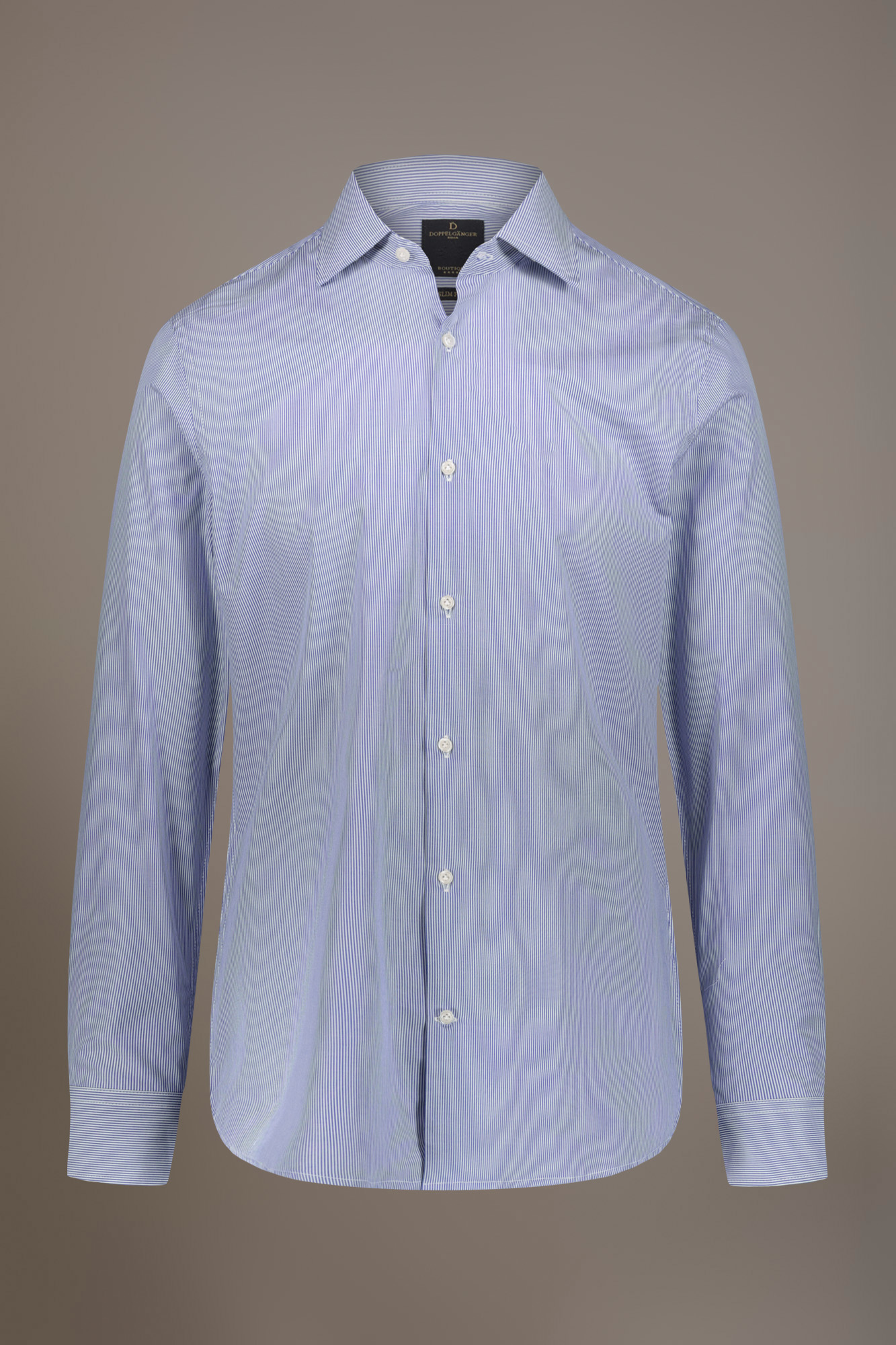 Camicia classica collo francese slim fit tessuto tinto filo rigato image number 3