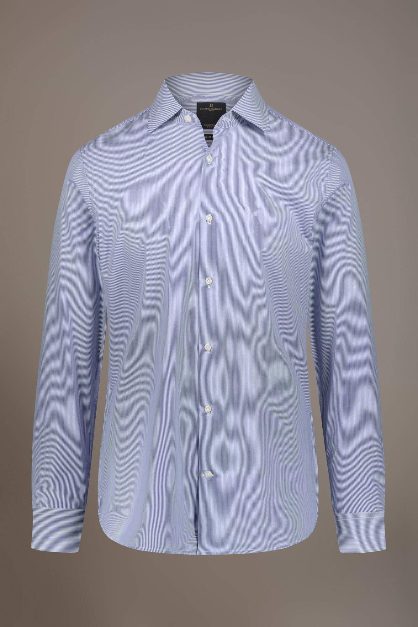 Camicia classica collo francese slim fit tessuto tinto filo rigato image number null