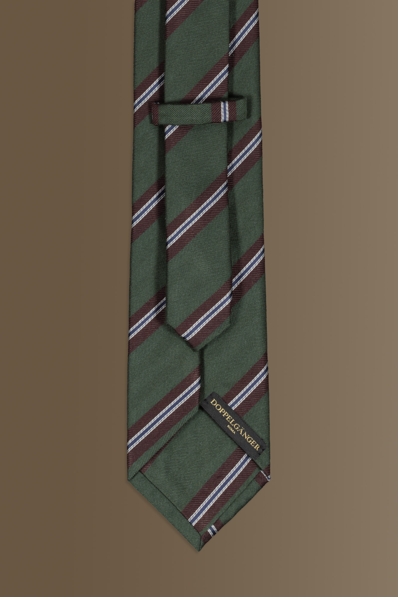 Cravatta uomo verde fantasia regimental in misto bamboo image number null