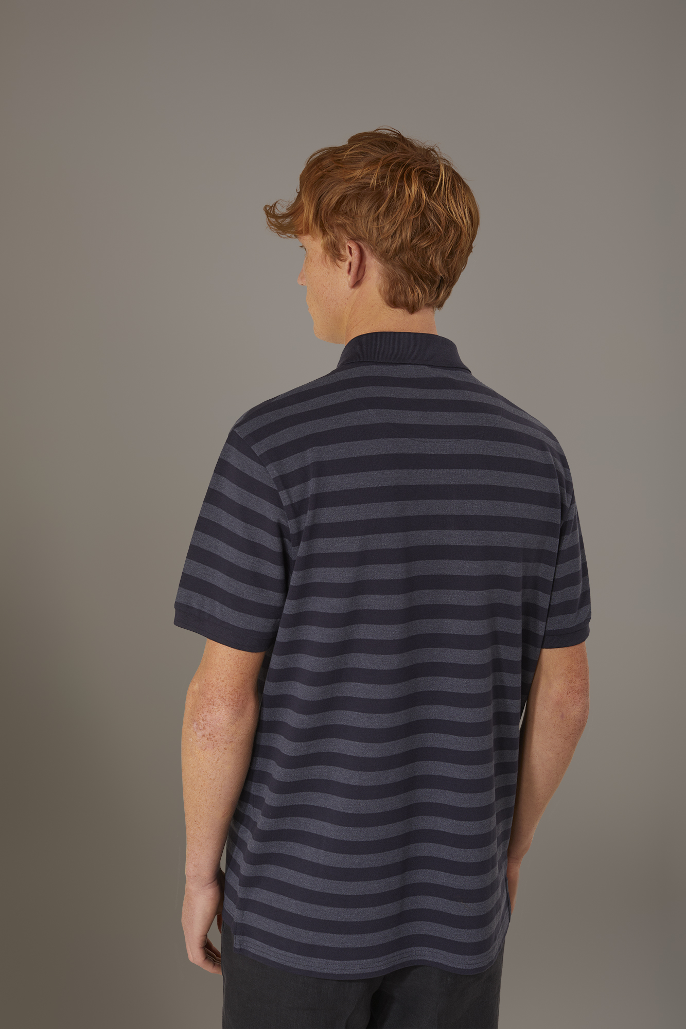 Striped short sleeves melange polo cotton blend image number null