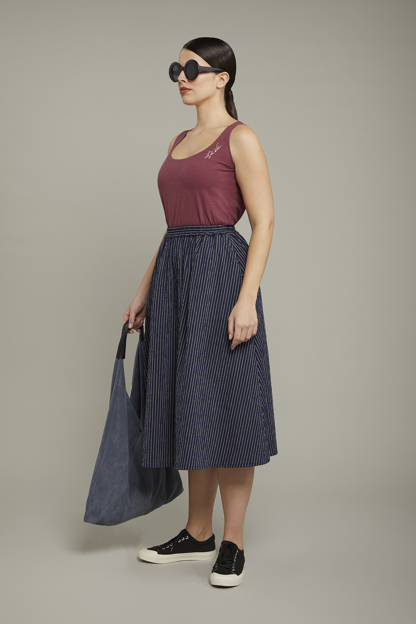 Gonna Donna Casual ApartFashion - Blu Navy, Lunghezza 76 Cm, Foderata Con Vita Elasticizzata - 5