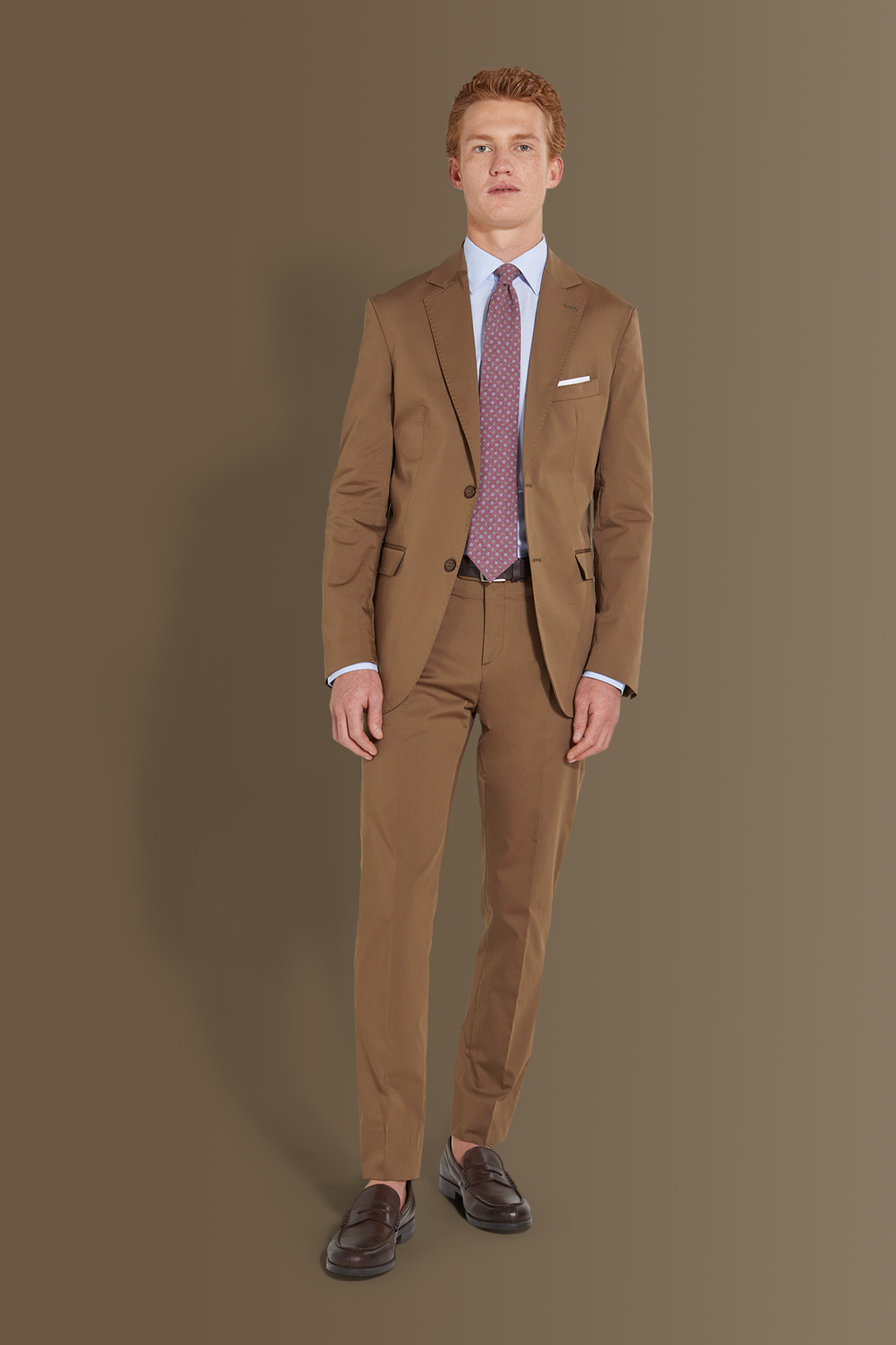 Single breasted suit flat trousers cotton blend fabric solid colour made in italy image number null