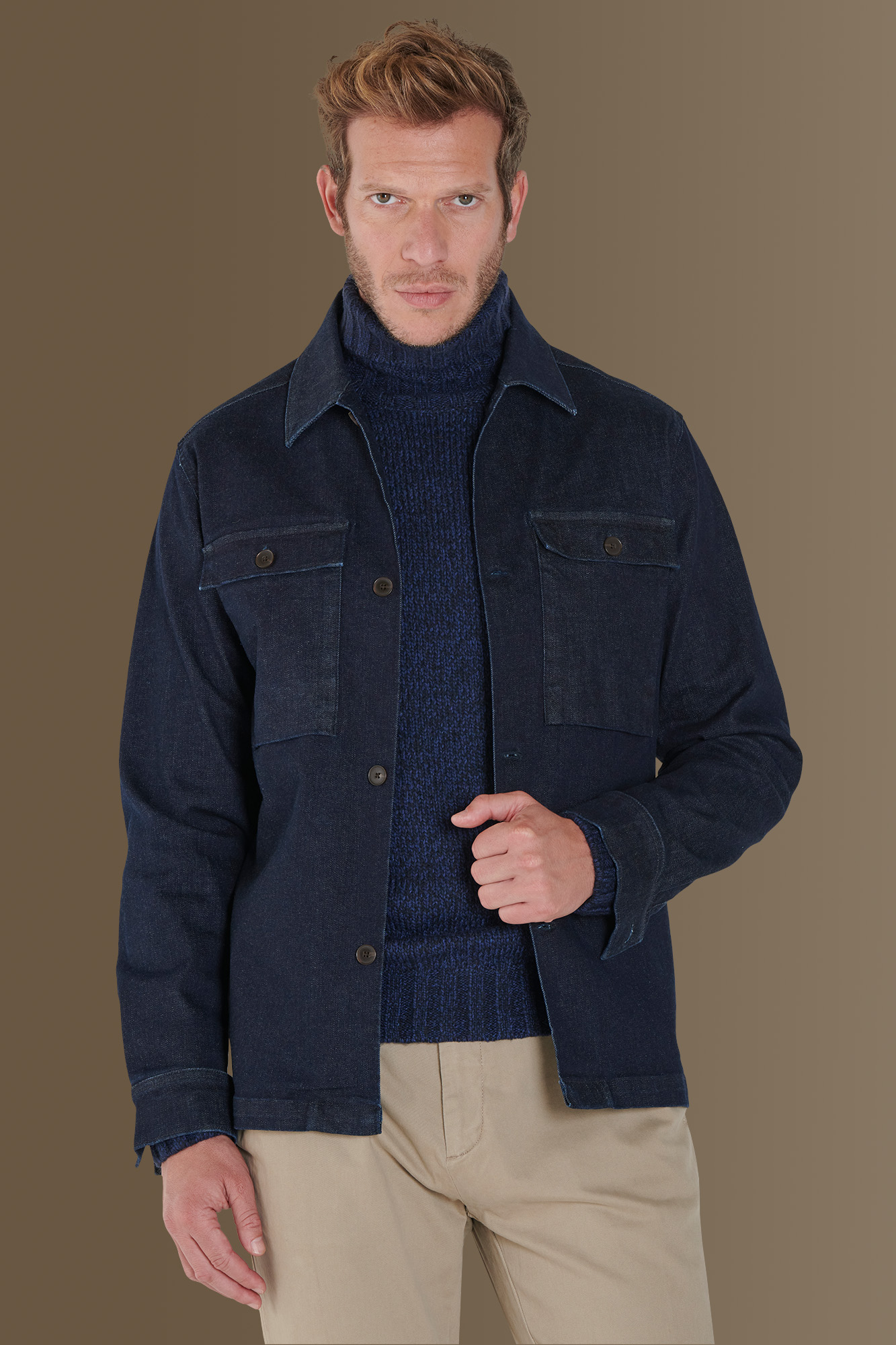 Overshirt uomo in denim stretch Made in Italy image number 2